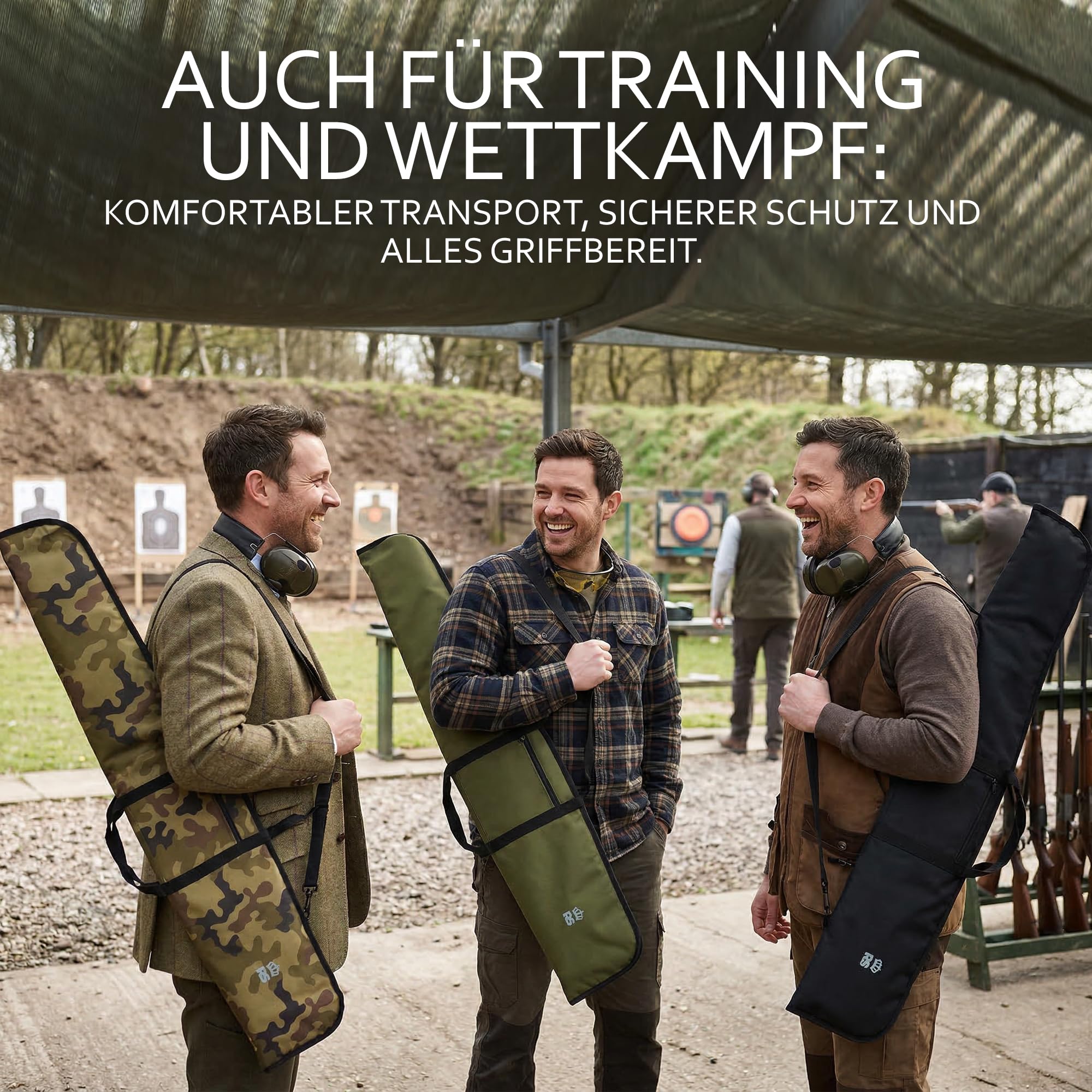 Rawstyle Waffentasche 135 cm gepolstert – Gewehrtasche für Luftgewehr oder Jagdgewehr mit Zielfernrohr – Wasserabweisende Transporttasche mit Schulterriemen + 2 Außentaschen