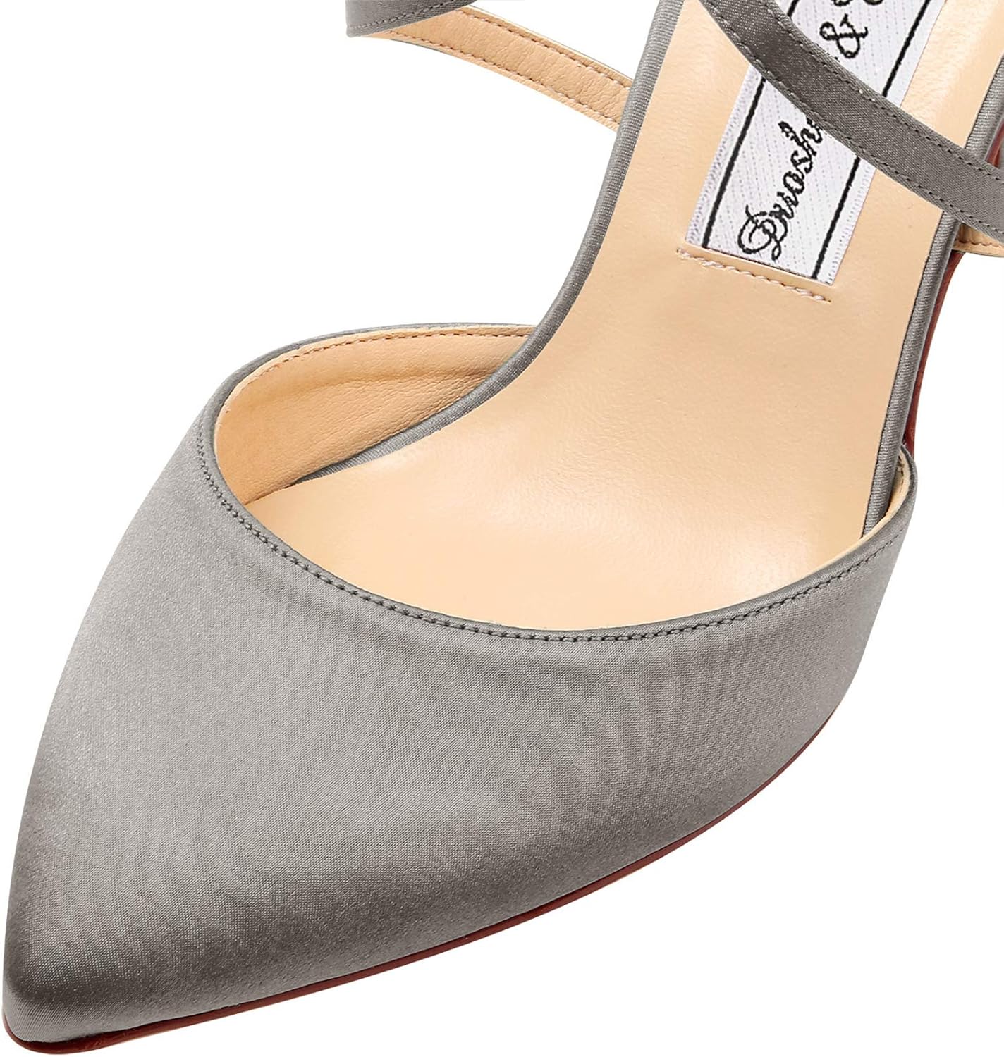 Duosheng & Elegant HC1901 Women Pointed Toe High Heel Court Shoes Cross Strap Satin Wedding Party Bridal Shoes 6 81hr k3sSPL. AC SL1500