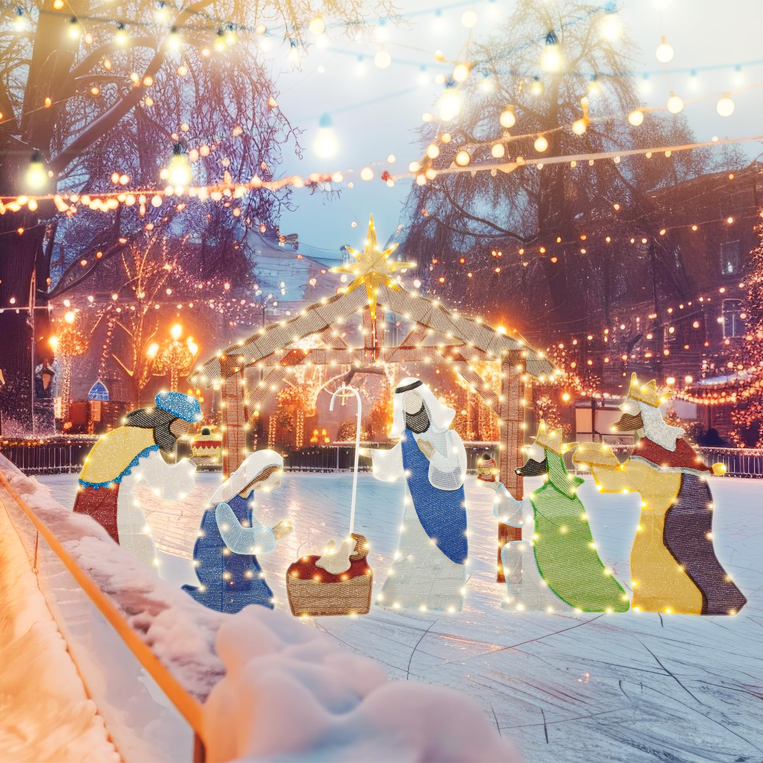 Snapklik.com : 5FT Nativity Set Outdoor Christmas Decoration Lighted Up ...
