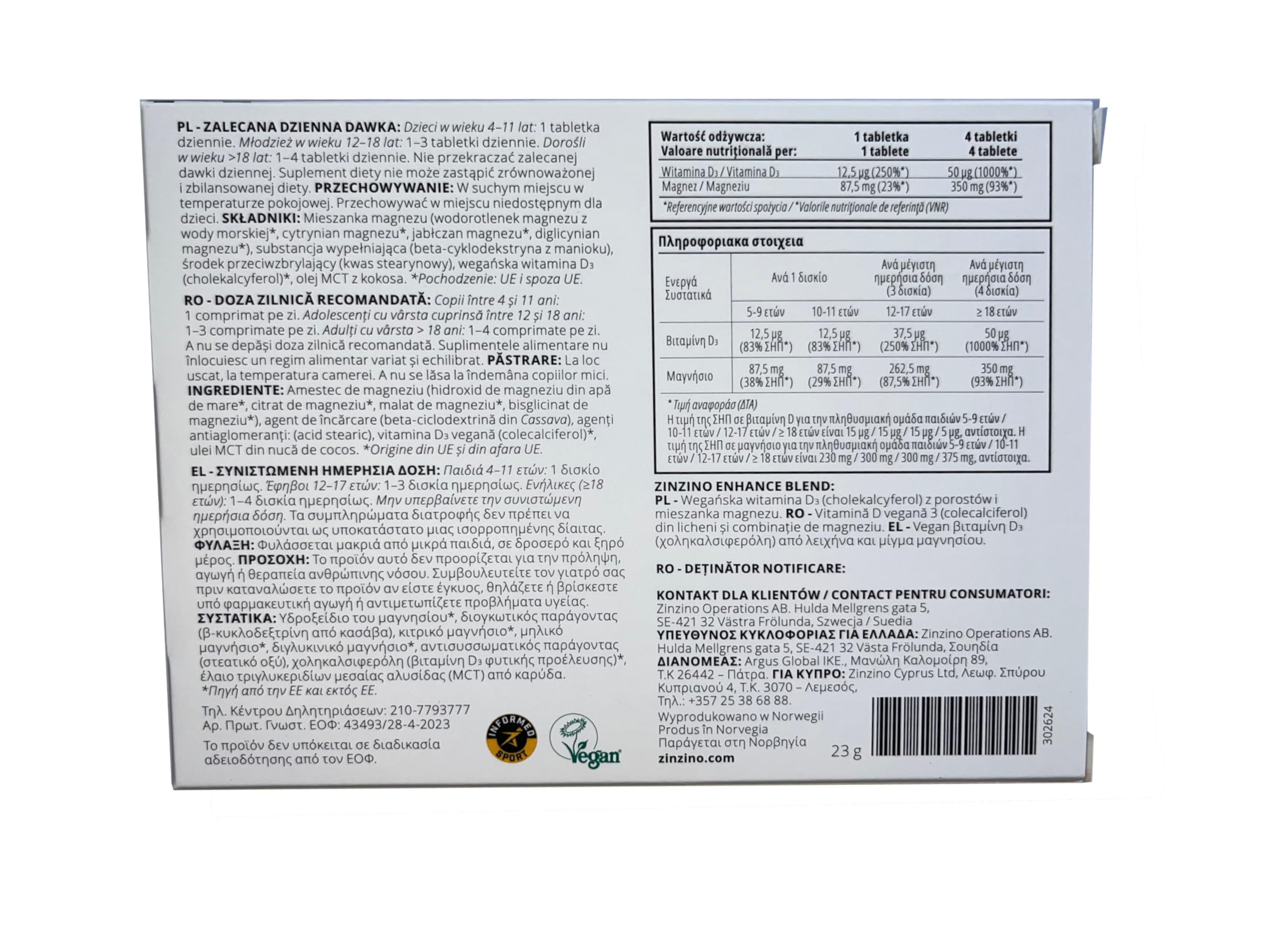 ZinZino Viva+ Nootropic - tabletki na koncentrację - poprawiające nastrój - tabletki antystresowe - dobry nastrój - relaks podczas zasypiania - wegański magnez - kompleks witamin B