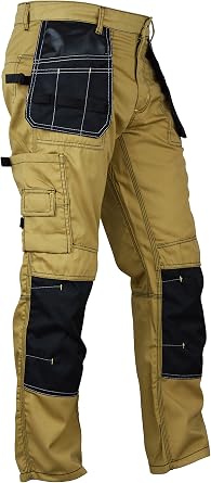 Mens Construction Pants with Cordura Knees Reinforced Carpenter Work Pants Tactical Workwear Cargo Safety Trousers