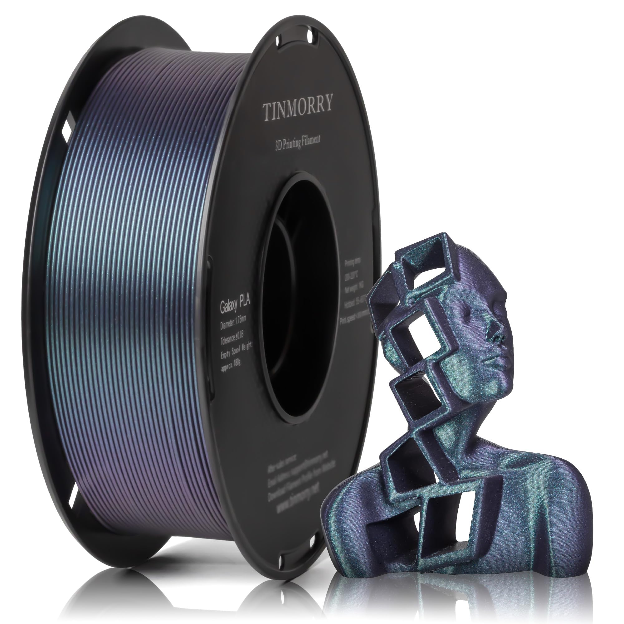 TINMORRY PLA Filament 1.75mm 1kg, Galaxy PLA 3D Printer Filament, Compatible with Most FDM 3D Printers, 1 KG 1 Spool, Galaxy Blue