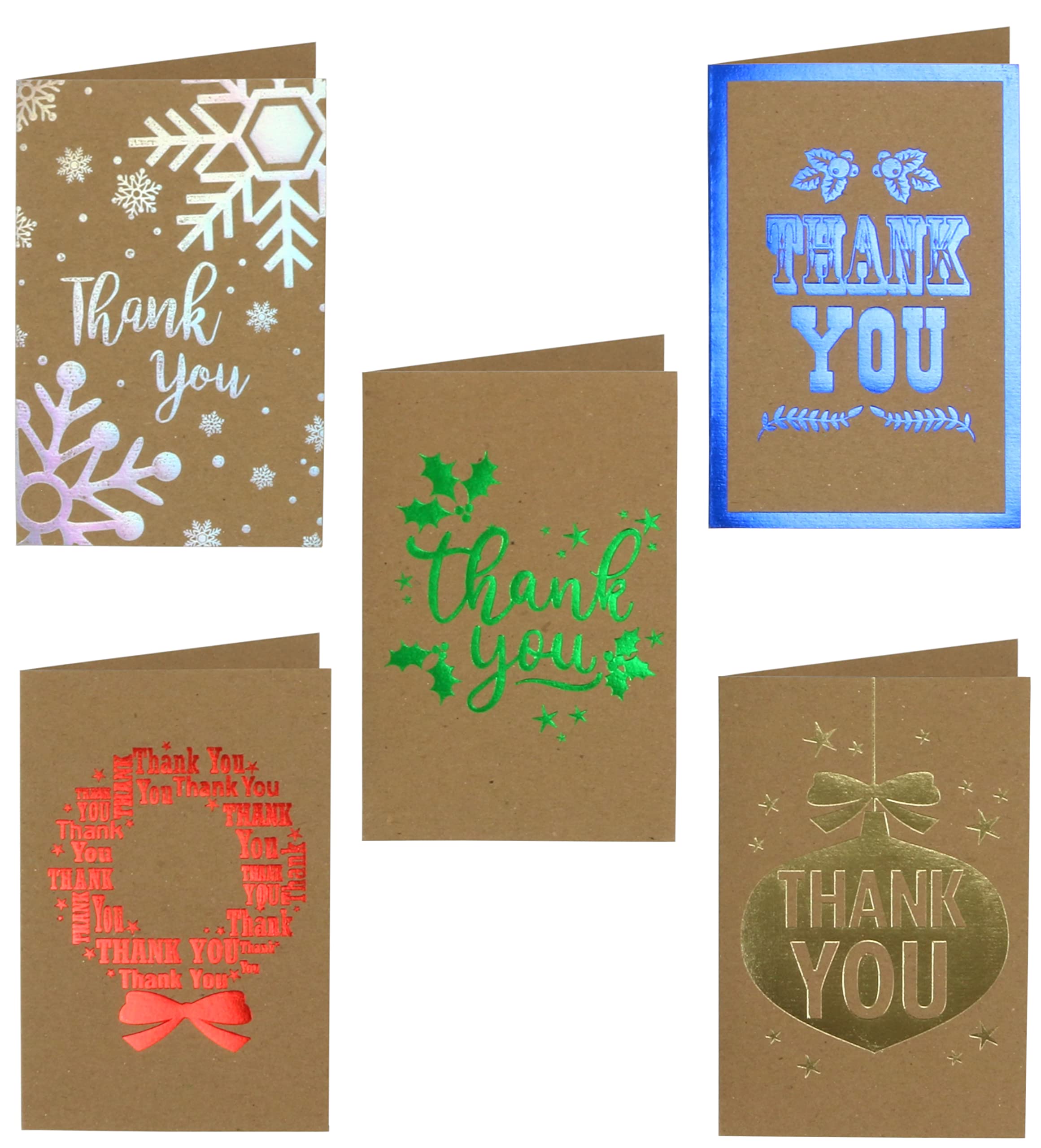 20 Christmas Thank You Cards (10 Designs, 2 Each