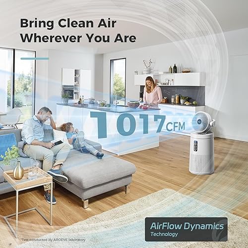 Miniatura 2 de AROEVE Purificadores de aire para habitación grande del hogar con sistema de ventilador circulador de aire y WiFi inteligente True H13 HEPA