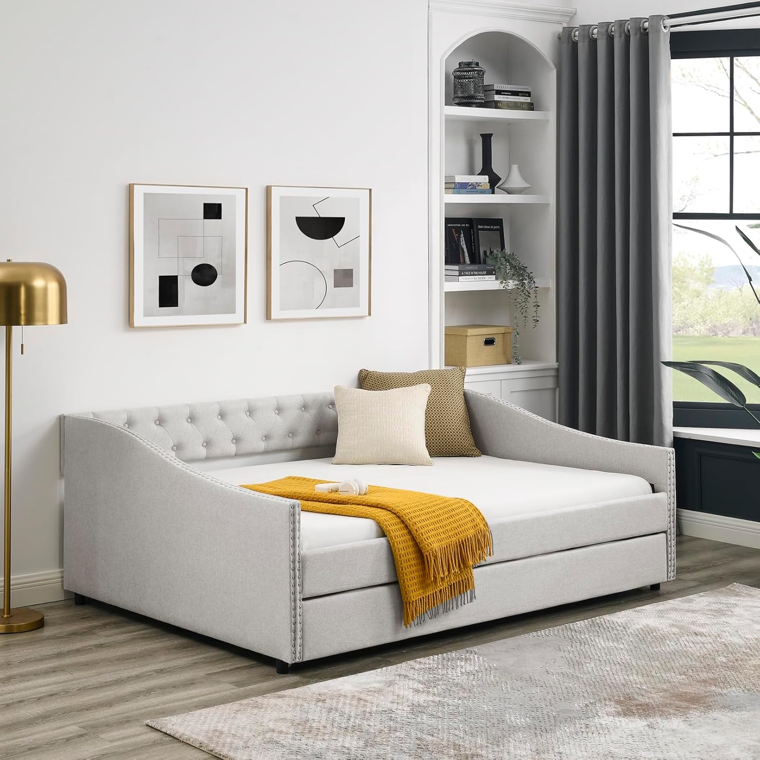 Full Size Upholstered Tufted Sofa Daybed Frames with