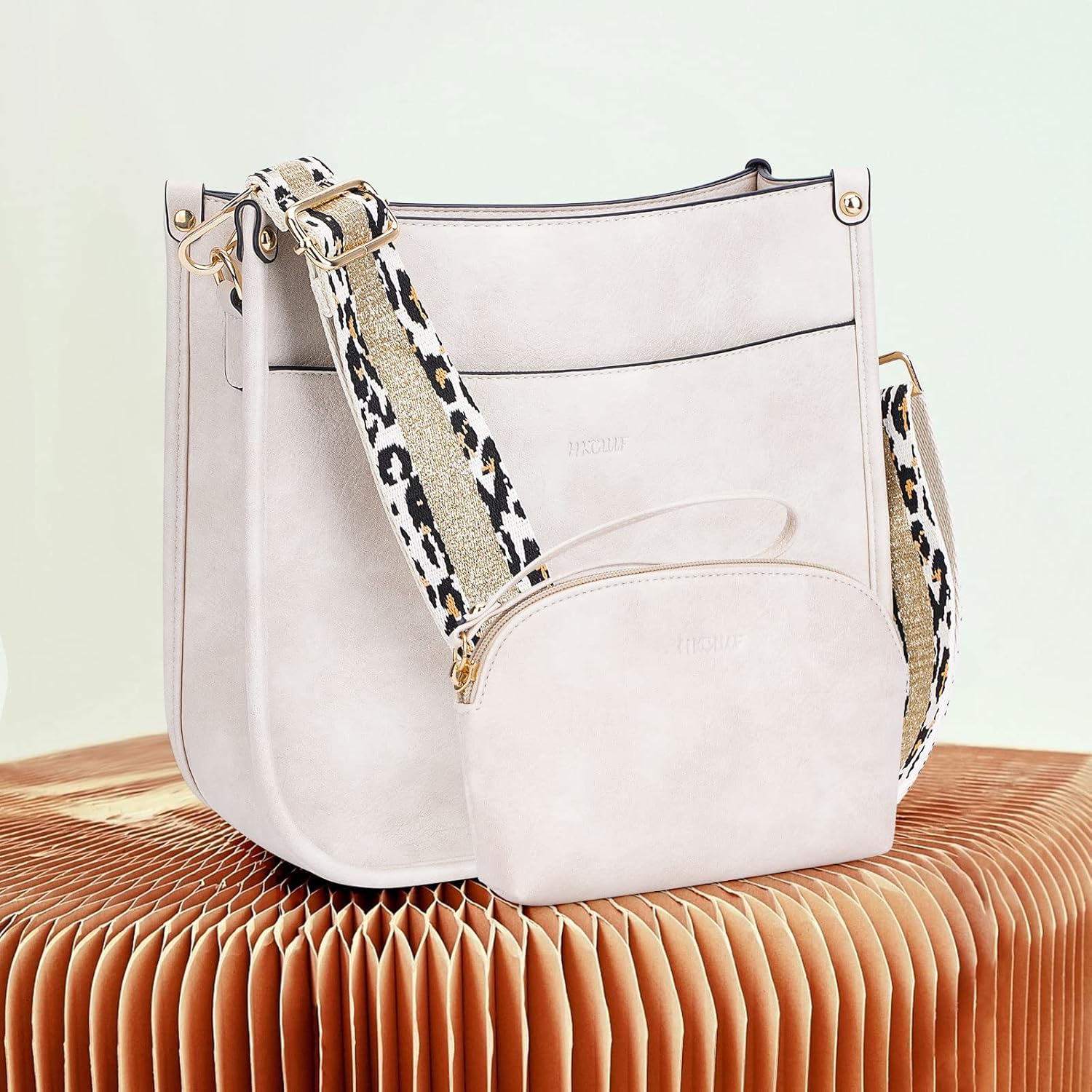 HKCLUF Crossbody Bag Purse for Women 2PCS/Set Leather Hobo Handbag Wallet Set With 2Adjustable Guitar Strap Shoulder Bag | Purse, 2PCS/Set, Leather, Wallet Set, Purse - Image 9