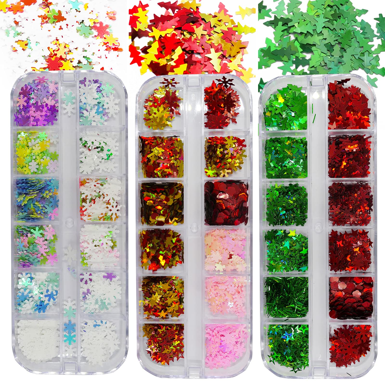 Amazon.com: AddFavor Nail Glitter Snowflakes Star Gold Green Red Colors Christmas  Tree Pattern Nail Art Sequins for Christmas Nail Art Design Craft Resin  Decorations : Beauty & Personal Care
