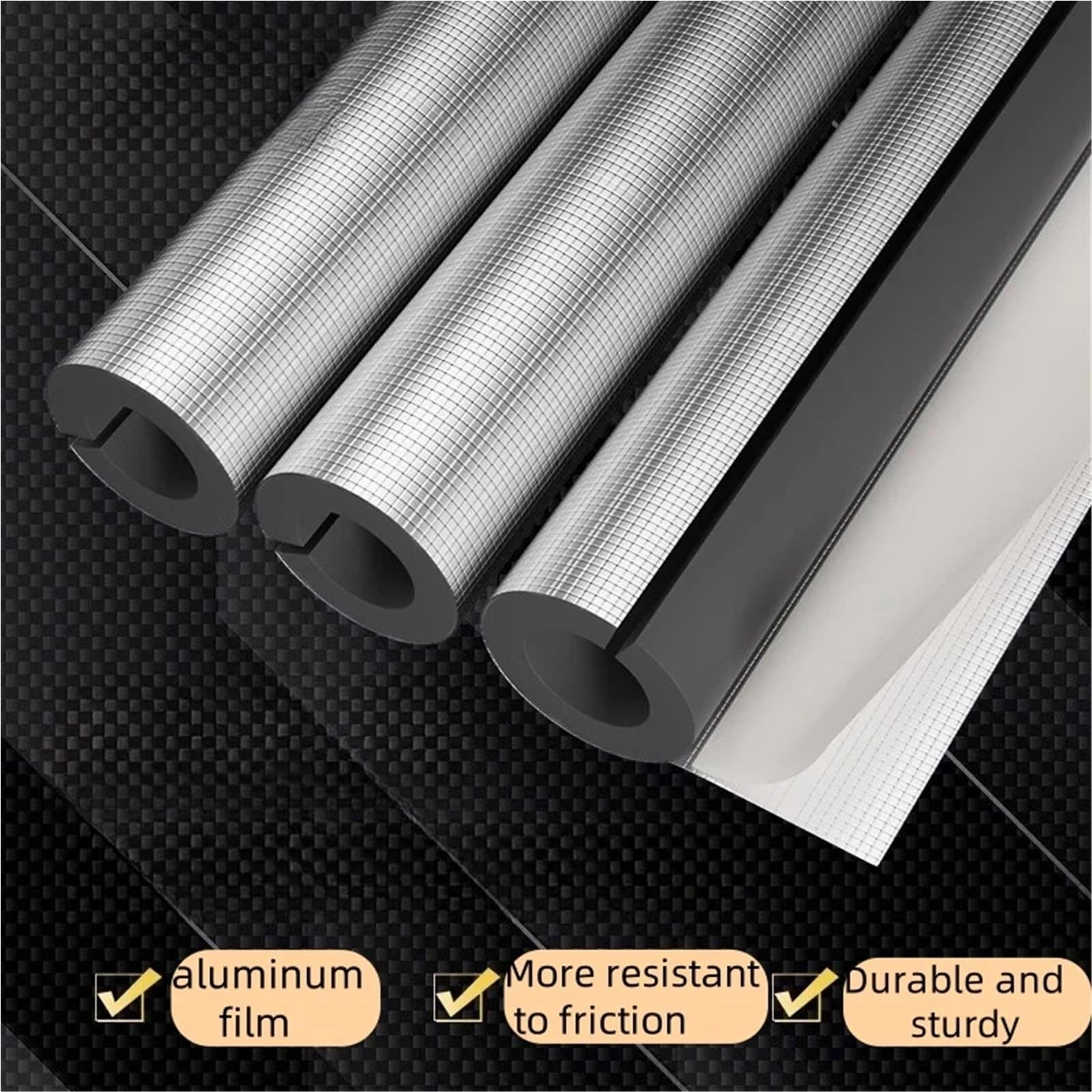 Tubo aislante de goma esponjosa 1,8 m, autoadhesivo, resistente a la intemperie, anticongelante y preservación del calor for exteriores Para Conductos De Aire Acondicionado(60mm self-adhesive)