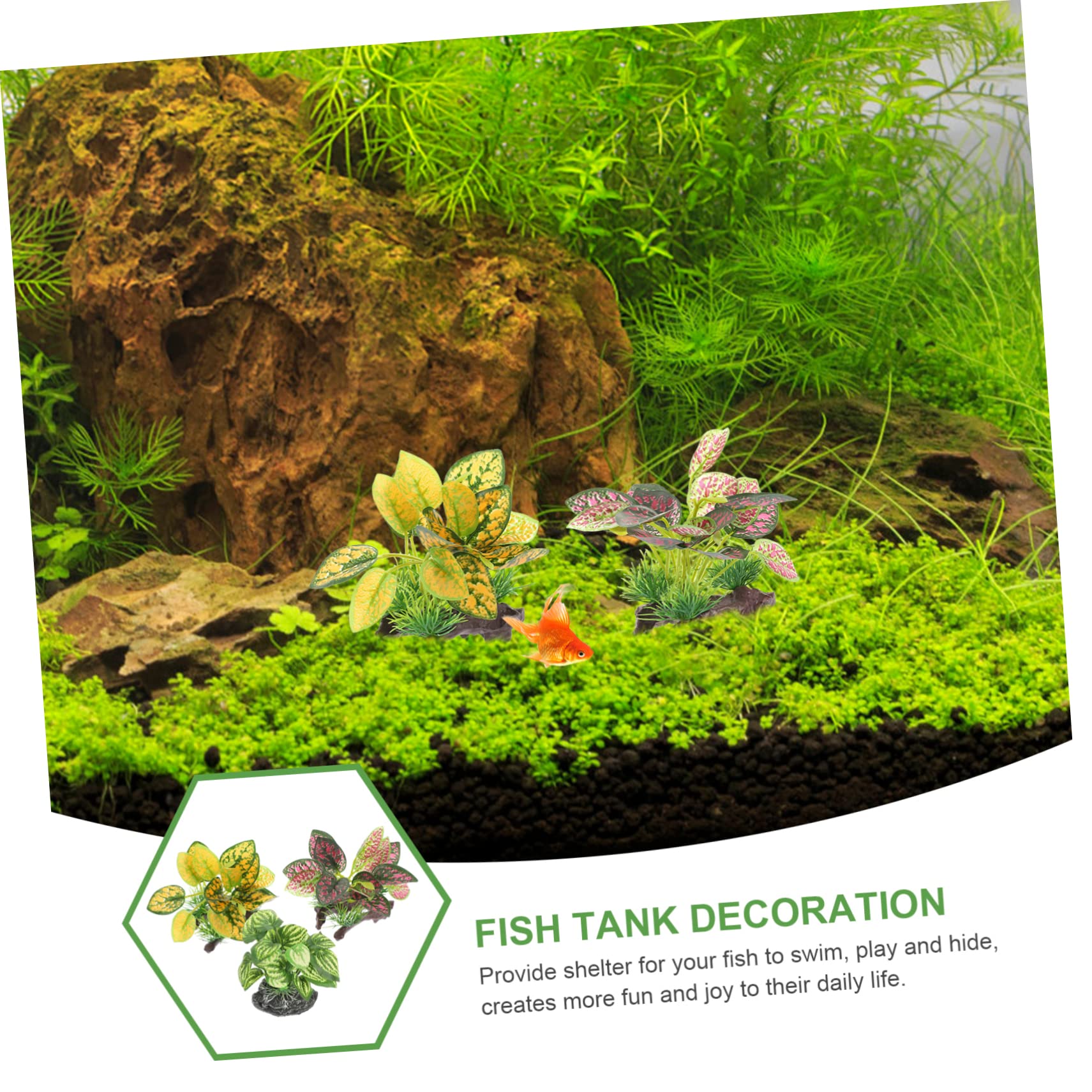 ULTECHNOVO 3 Set Ornamenti Di Piante Acquatiche Simulate Mini Piante Finte Arredamento Dell'acquario Contenitori Decorazioni Di Piante Finte Ornamento Dell'acquario 3 Pezzi * 3