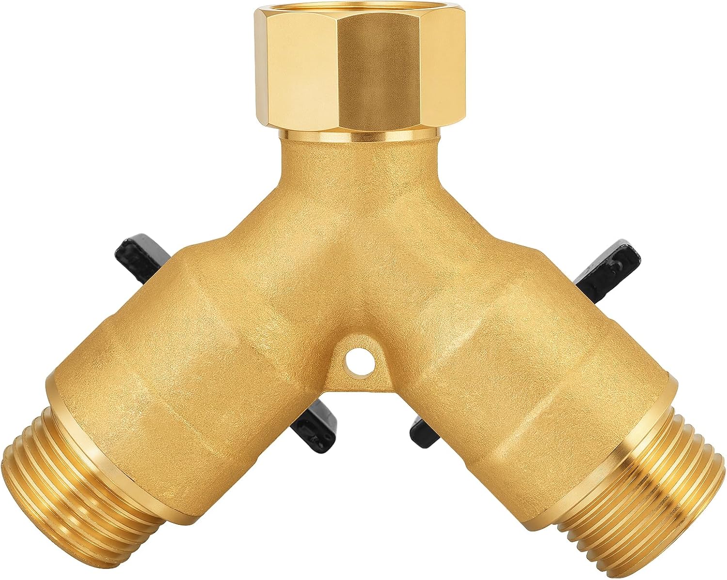 SIGURANTA Heavy-Duty Brass 2-Way High-Flow Garden Hose Splitter, Outdoor Faucet Y-Valve Diverter Connector with Butterfly Handle, Full-Flow Water Hose Adapter (Valve butterfly handle - 1-piece)