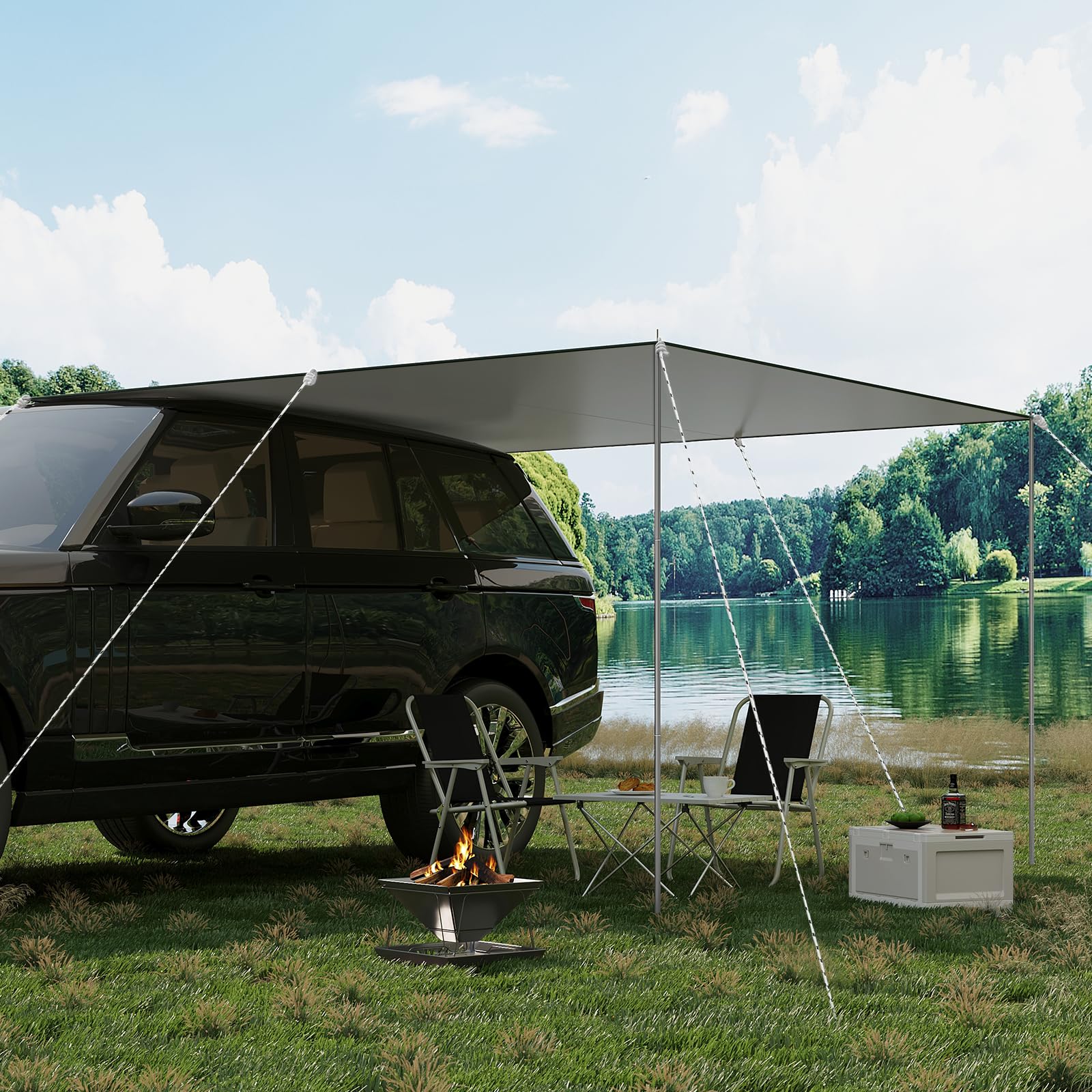 WOLTU Zeltplane Wasserdicht, Tarp mit Stangen Ösen, Camping Plane Sonnenschutz Ultraleicht, mit Windenseilen Erdnägeln Aufbewahrungstaschen, für Picknick Wandern