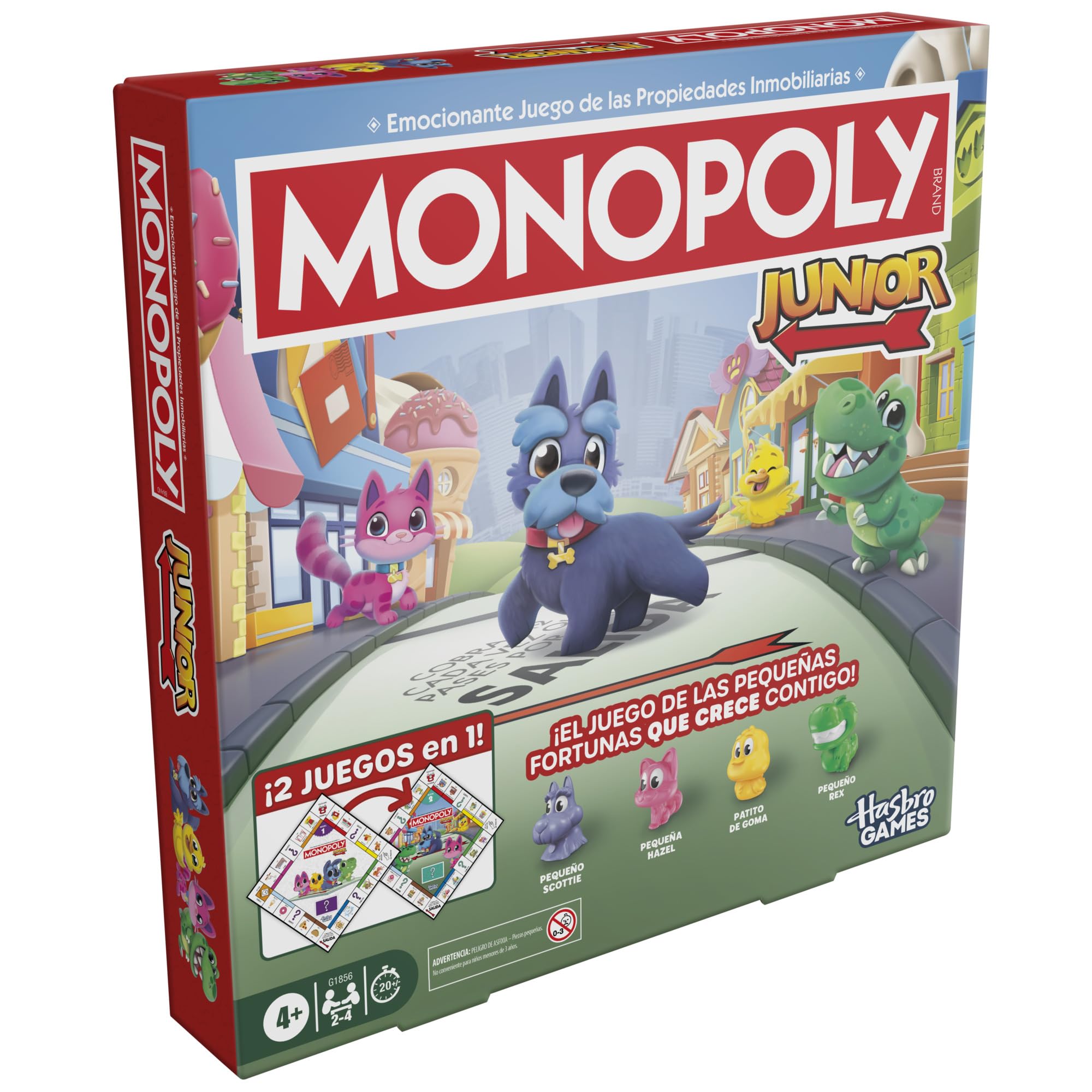Juego de Mesa Monopoly Junior (Edición 2026) | 2 Juegos en 1 para niños pequeños, Tablero de 2 Caras | A Partir de 4 años | 2-4 Jugadores | 20 min. | Regalos preescolares - Versión en español