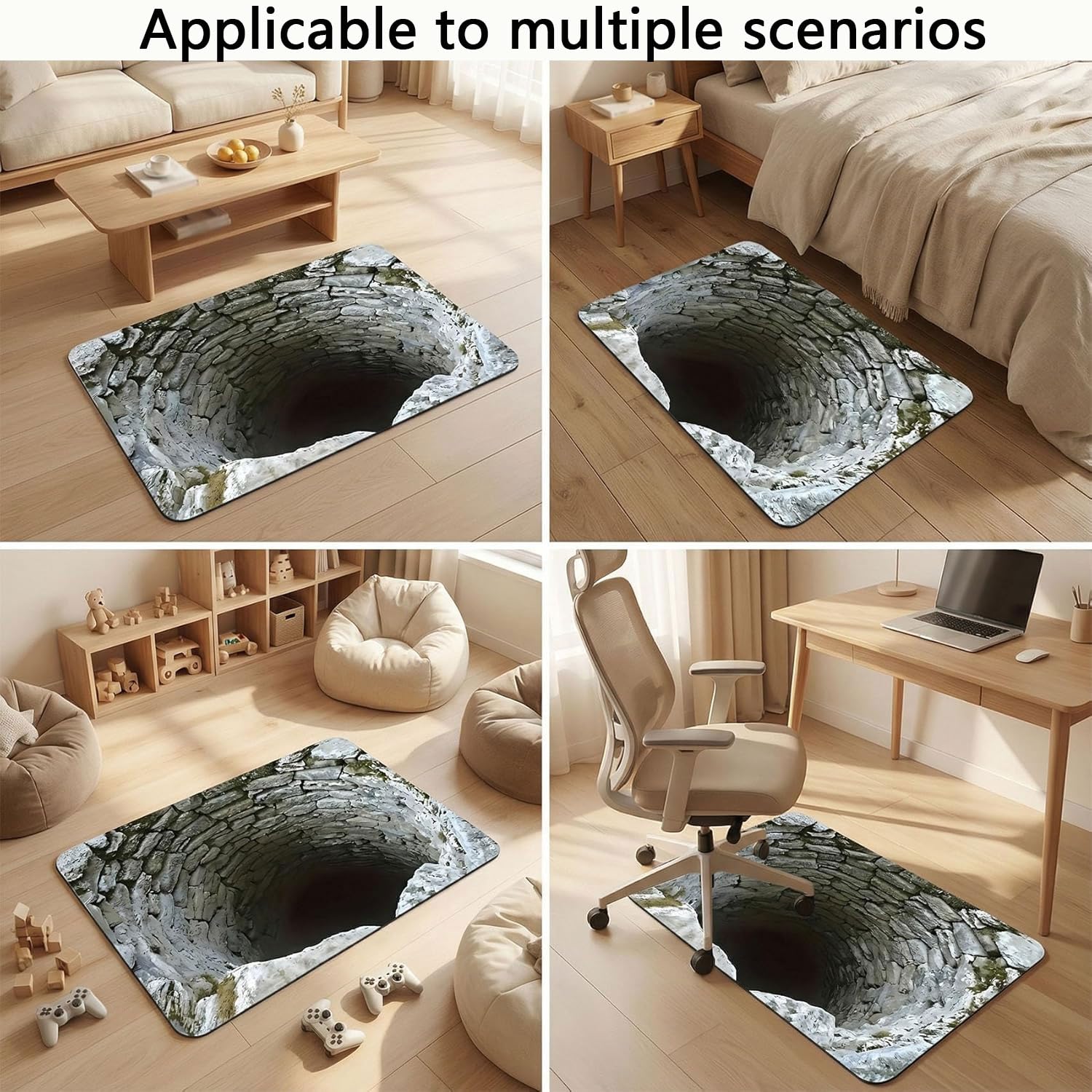 Alfombra Antideslizante con ilusión óptica 3D Absorción Rápida Alfombras Ilusións Ópticas Agujero Ilusión Óptica Alfombra para Entrada al Aire Libre y Suelo de Sala de Estar