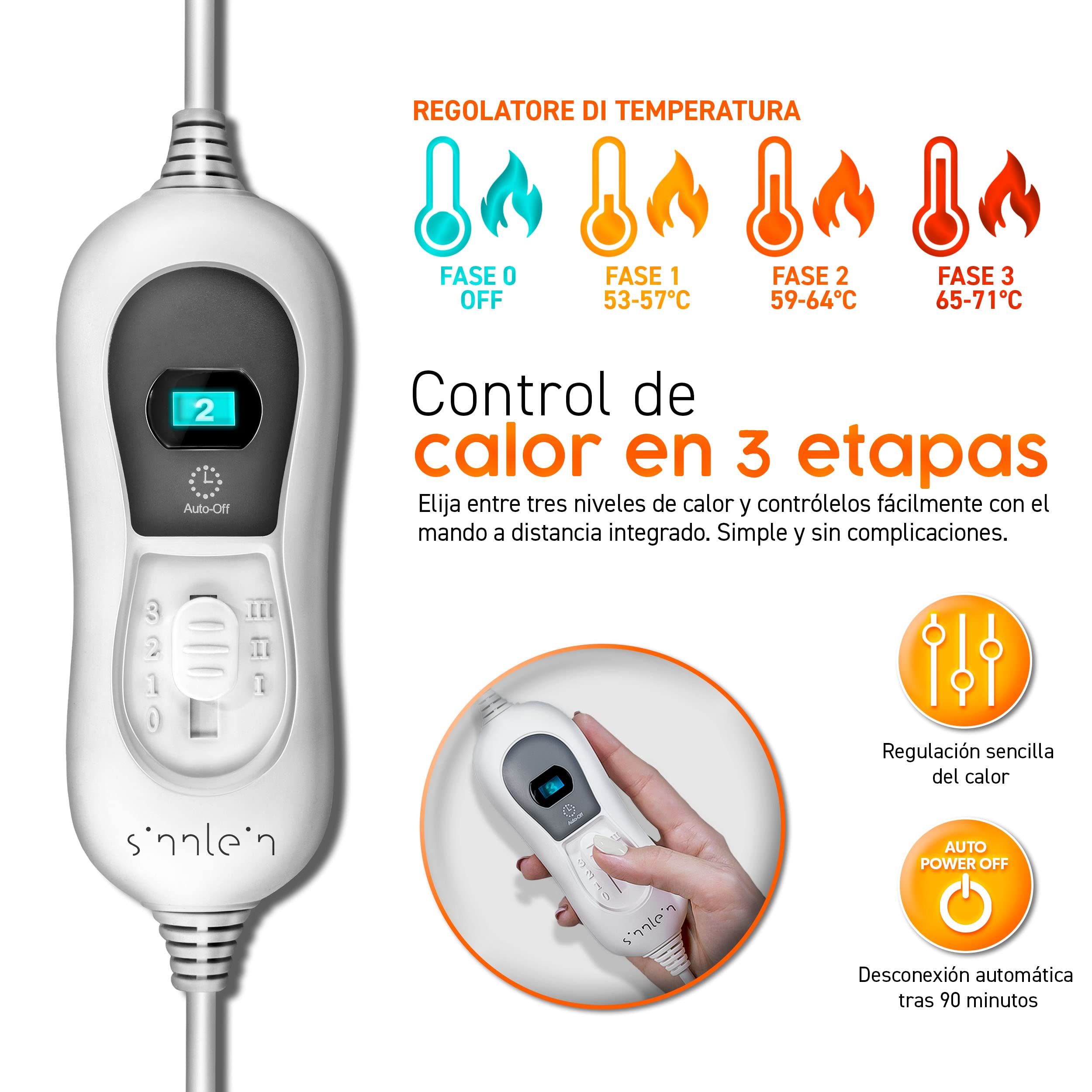 sinnlein Cuscino Termico con Imbottitura da 100 Watt | Cuscino Riscaldante per Schiena, Spalle e Collo | Cuscino Riscaldante con 3 Livelli di Temperatura e Spegnimento Automatico (Antracite)