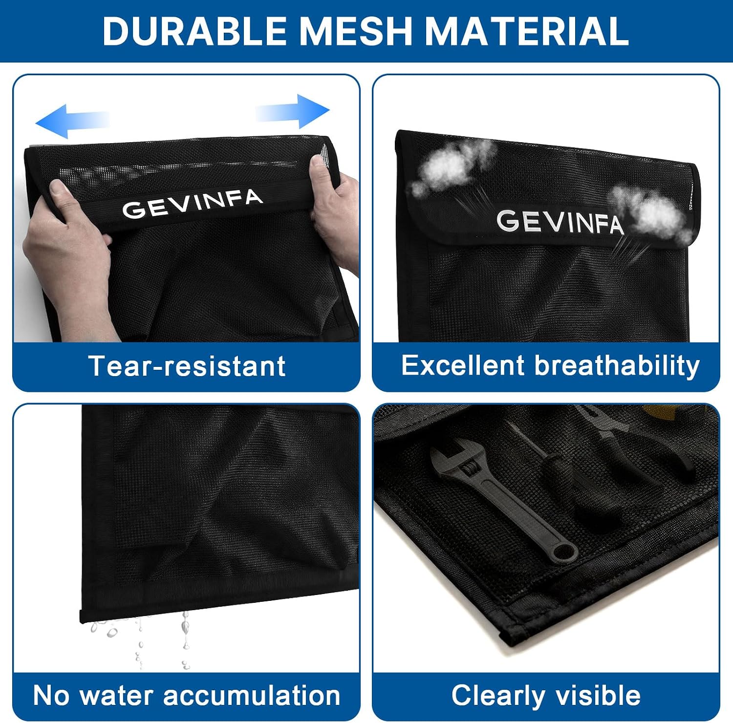 Boat Storage Mesh Bags Self-Adhesive Velcro Pocket Organizer 2 PCS | Boat Organizers and Storage Bag Breathable Net Pockets 13.7"x10.63" Secure Lid Heavy Duty Hook Pads Velcro Fits Boat RV Home