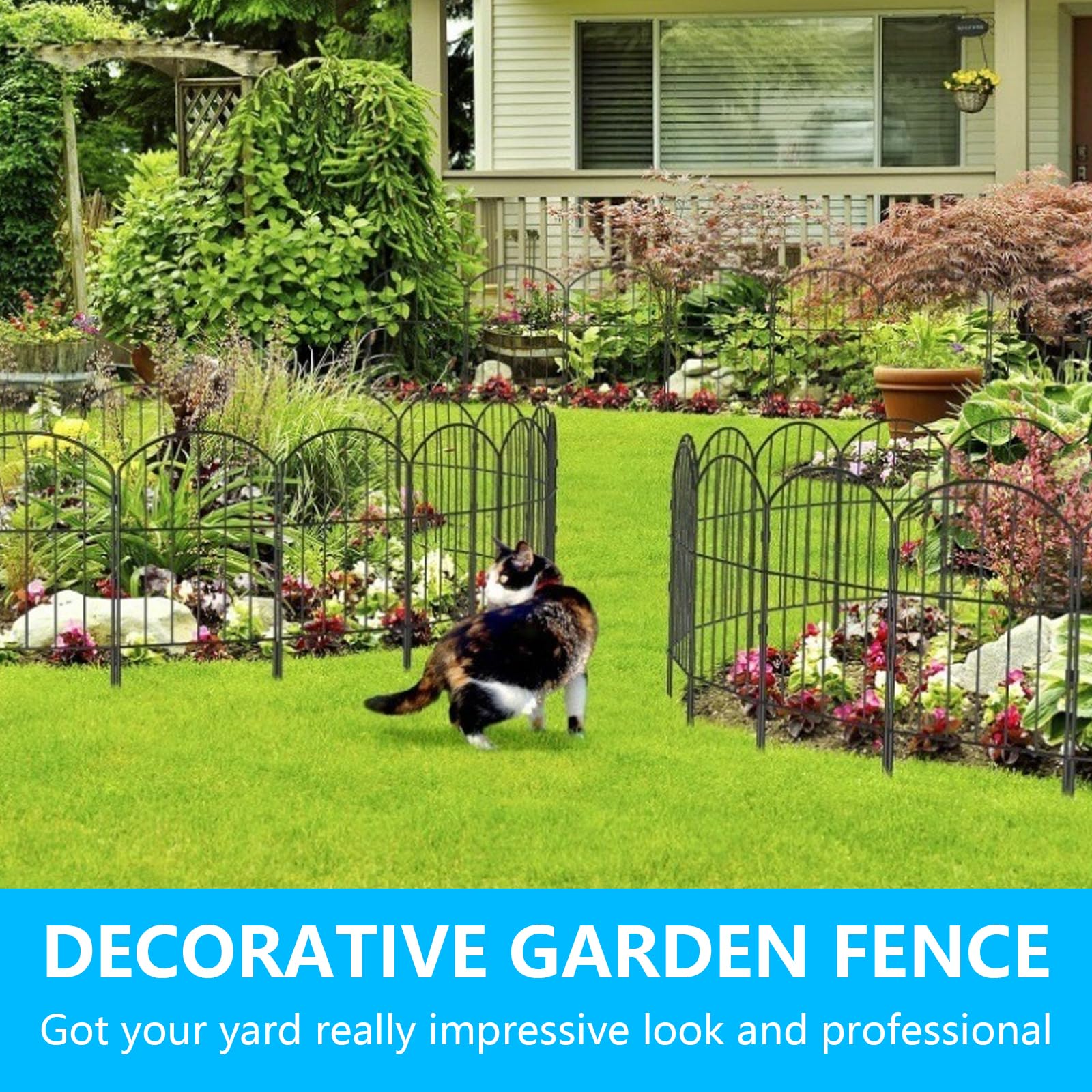 Valla De JardíN, 10 Unidades De Valla Para Perros Vallas De Estacas Arqueadas Vallas MetáLicas Decorativas Inoxidables Para Perros Y Conejos Patio Exterior 61x33 Cm Sin Necesidad De Excavar
