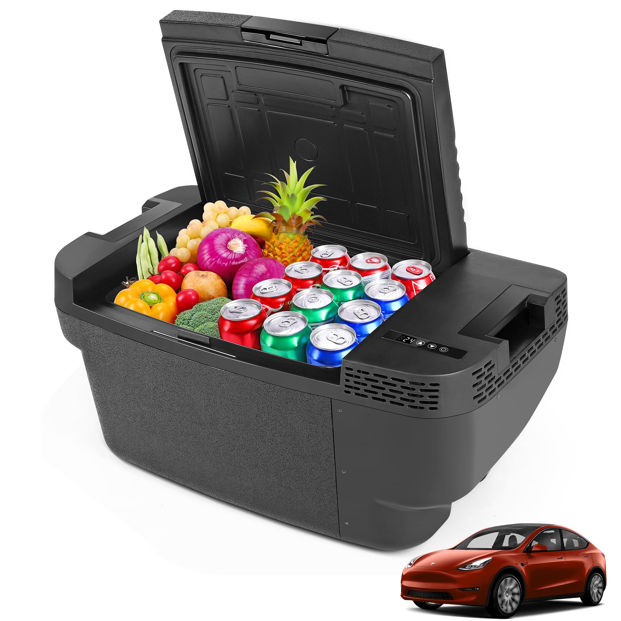 Car Refrigerator for Tesla Model Y, 37QT(35L) -4℉~68℉ Car Fridge 12V Refrigerator for Tesla Model Y, APP Control, Trunk Portable Freezer for Camping