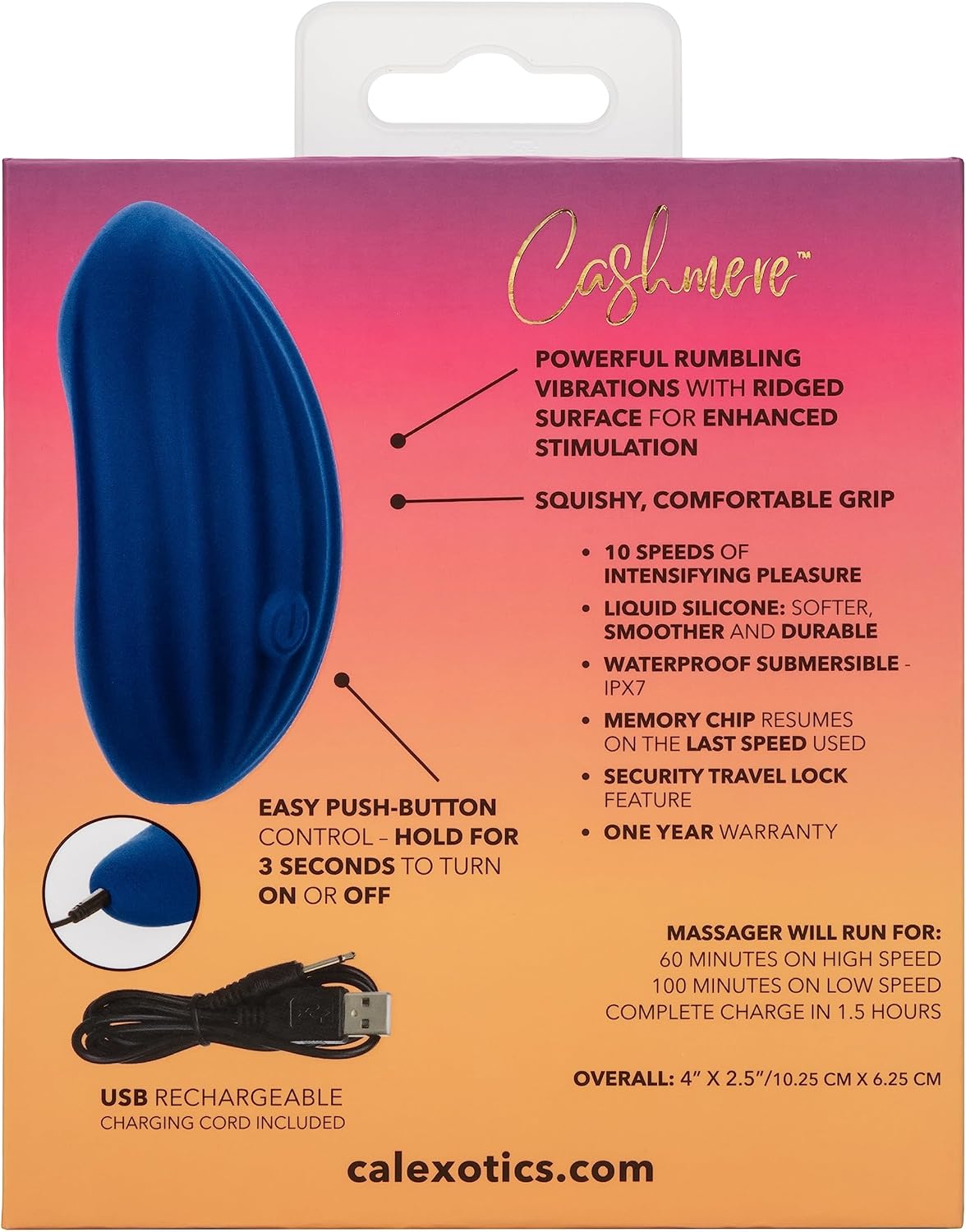 CalExotics Cashmere Velvet Curve Vibrating Massager, Clitoral Mini Vibrator for Women - SE-4364-05-3
