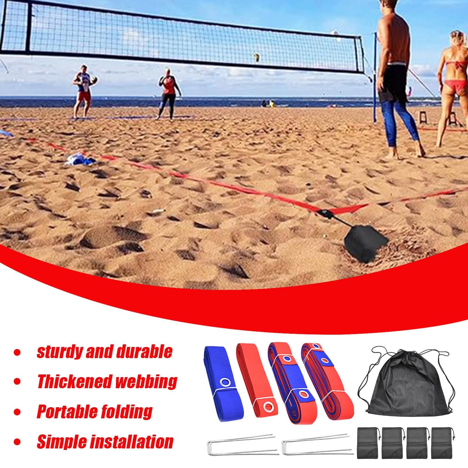 Linie Do Siatkówki Na Trawę Akcesoria Do Gier Plażowych Na Zewnątrz | Składany Sprzęt Treningowy Sportowy Do Użytku Na Trawie Jeziorem W Parku Na Podwórku I Na Słonecznym Boisku