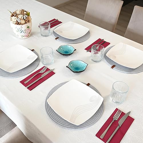 Miniatura 2 de Juego de 6 manteles individuales redondos, hechos a mano con cordón de algodón trenzado, diámetro de 12.6 pulgadas, doble cara, resistente al calor,