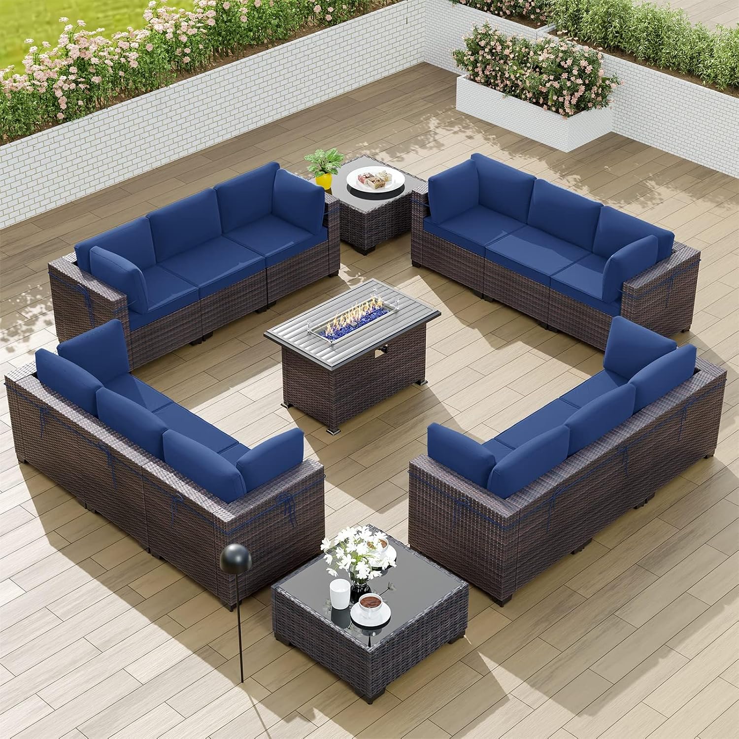 Amazon.com: Kullavik 15 Piece Outdoor Wicker Patio Furniture Set with