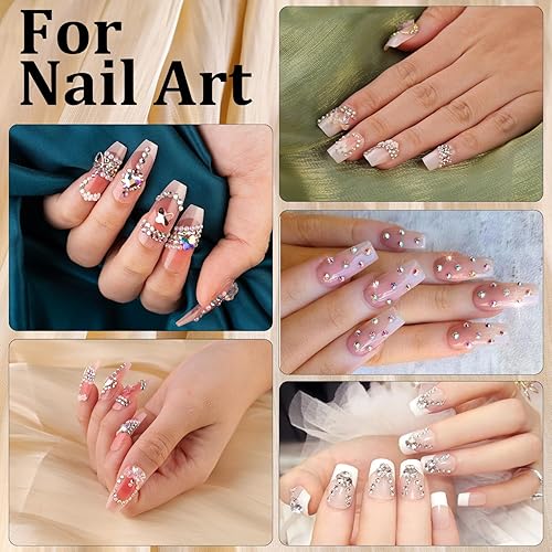 Miniatura 6 de Juego de diamantes de imitación para uñas, kit de manicura con pegamento de diamantes de imitación, cristal AB con parte trasera plana de 0.18 a