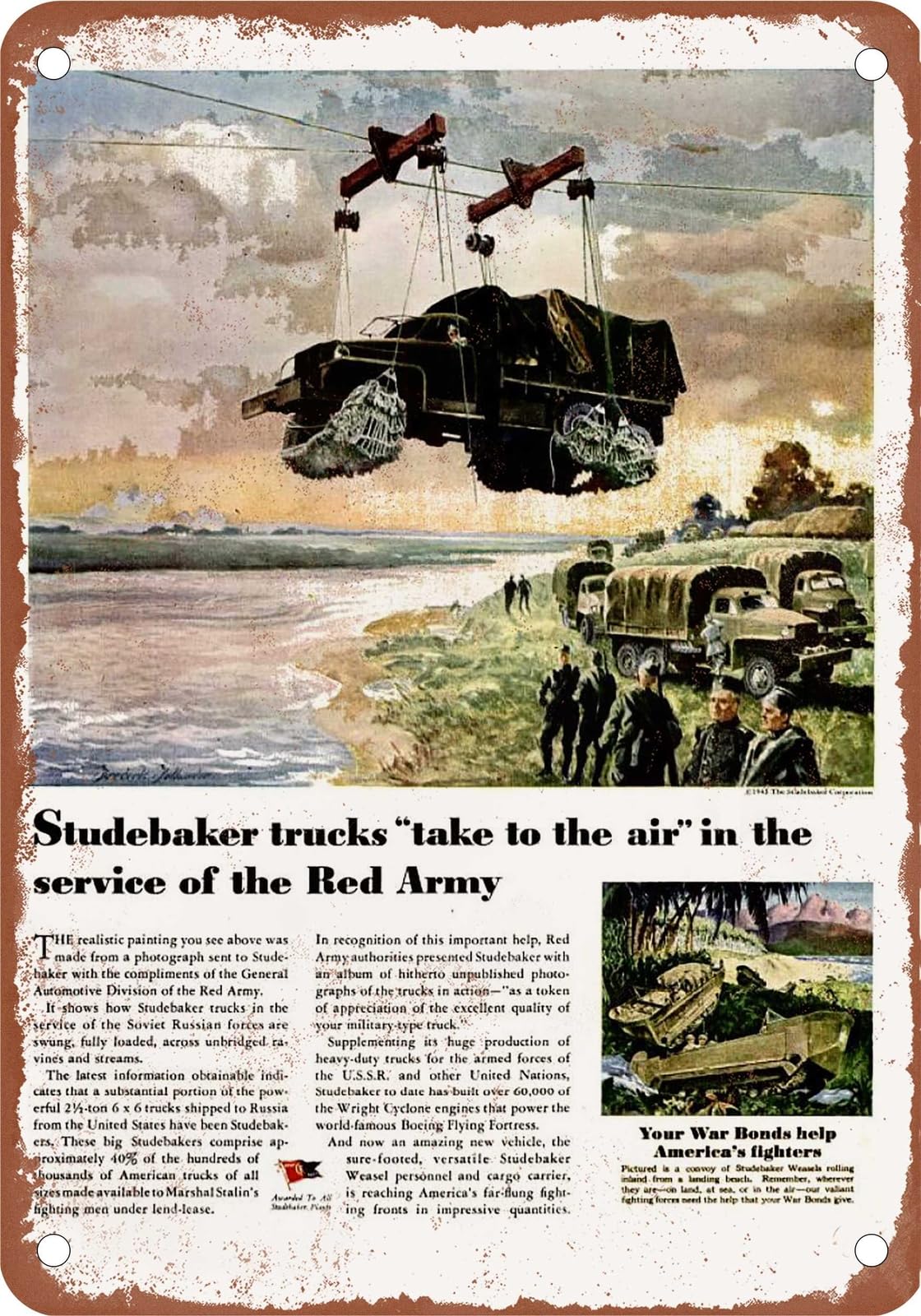 METAL SIGN - 1942-45 Studebaker Vintage Ad 25 - Old Retro Rusty Look home decor