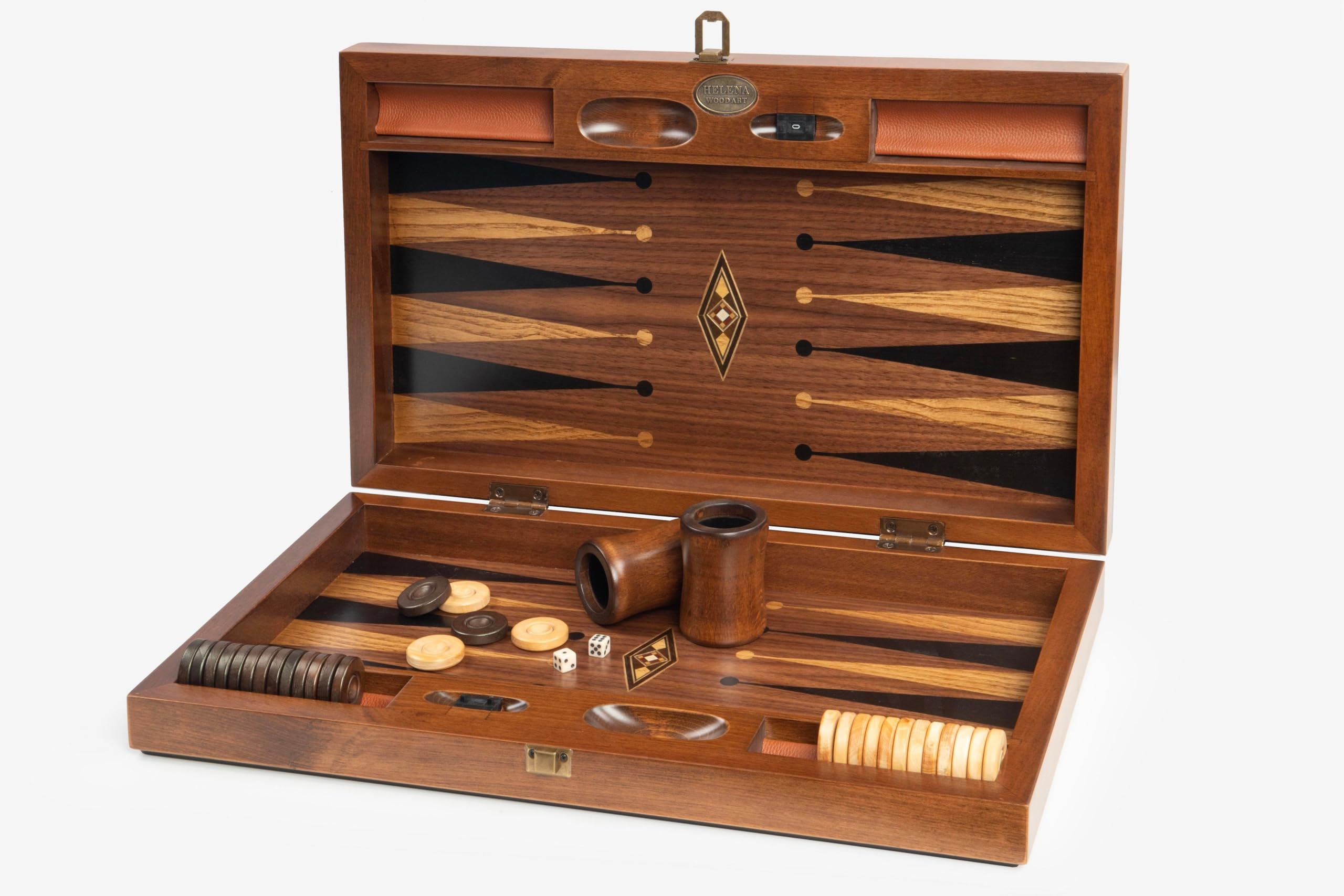 Helena Wood Art, Handgefertigtes Hochwertiges Backgammon Spiel aus Holz, Tavla, 100% Holz, Deluxe Edition, TricTrac