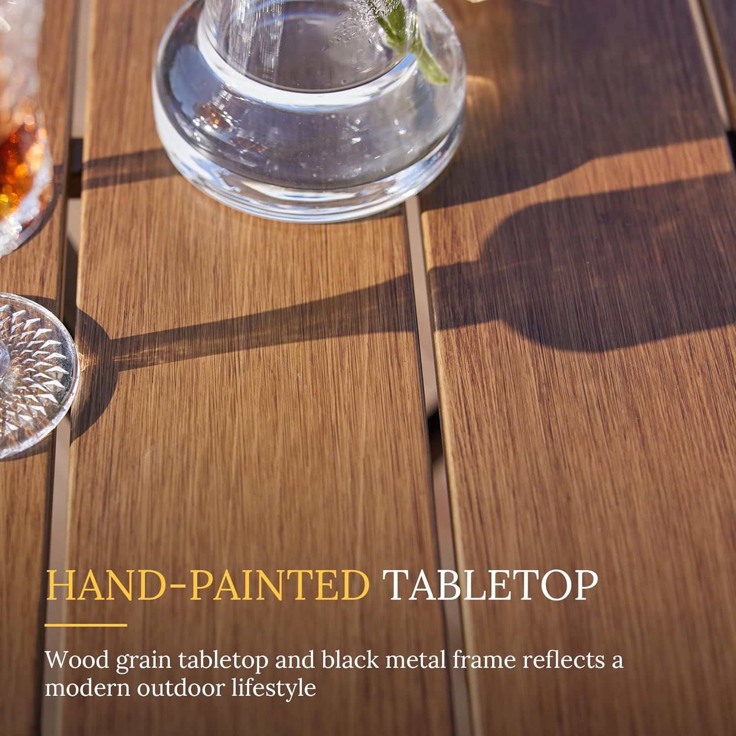 VICLLAX Outdoor Bar Height Dining Table, Rectangle Patio Bar Table, Pub Height Patio Tall Table for Garden, Yard, Balcony, Poolside and Indoor, Walnut Wood-Like Tabletop