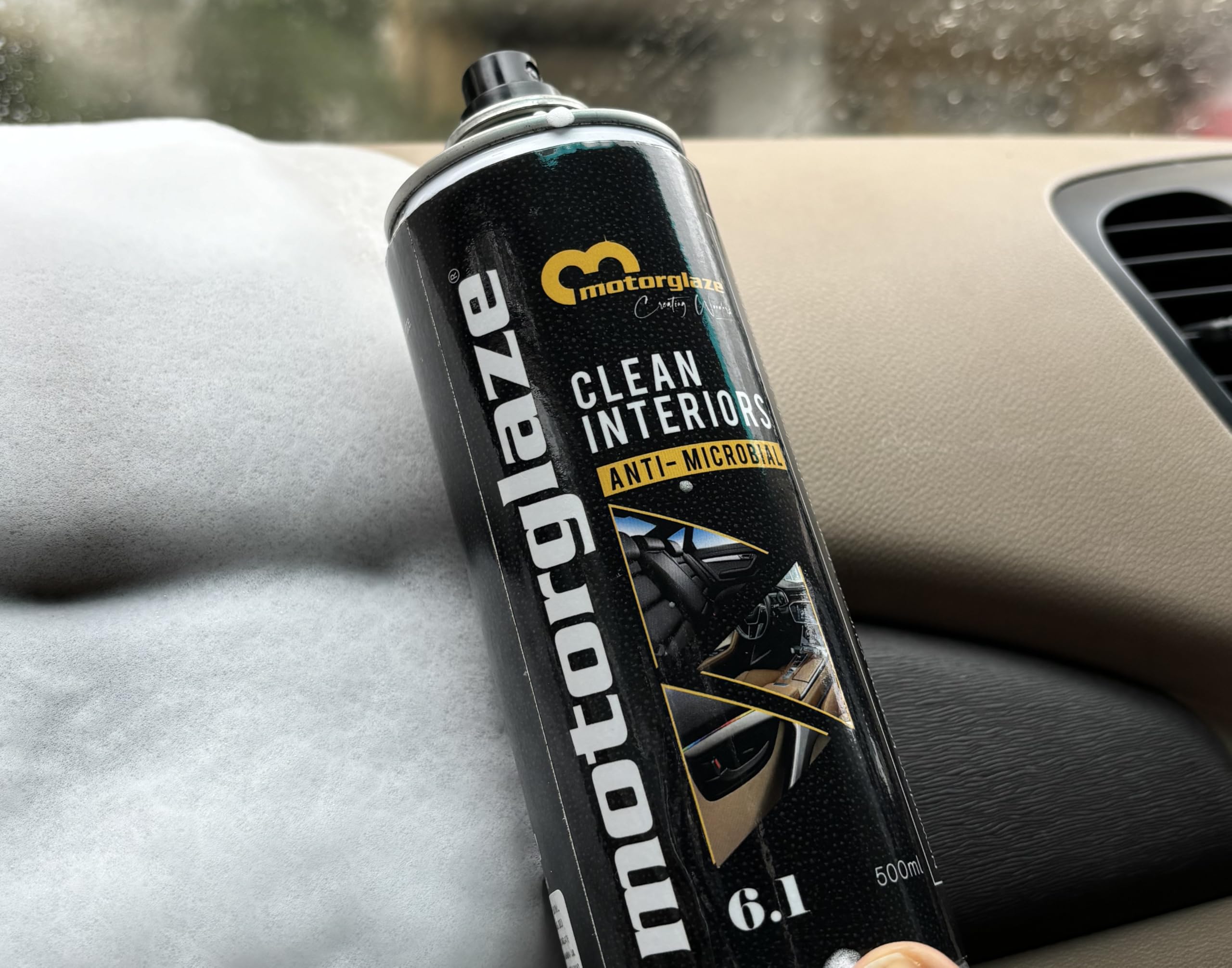 Clean Interiors Antimicrobial Foam Spray β Deep Cleansing Car Dashboard & Leather Seat Cleaner, Removes Contaminants, Restore natural look. Car Interior cleaner (Foam Based) 4
