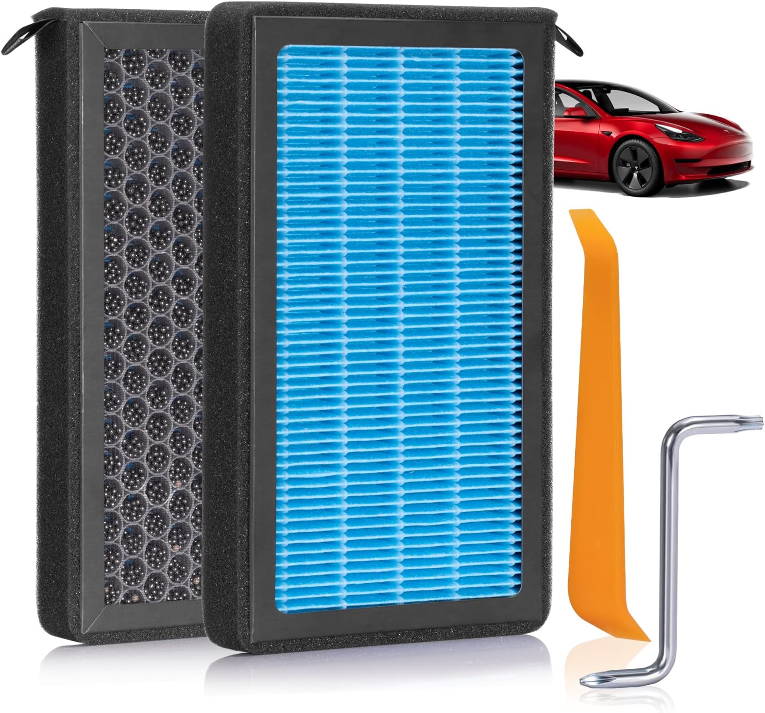 Spurtar Tesla Model 3 Cabin Air Filter, Tesla Model Y Air Filter 2 Pack Activated Carbon Filter, HEPA Intake Filter Air Conditional Replacement 2016-2023