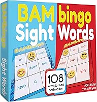 TheBambinoTree Sight Words Bingo Levels 1 & 2 - Dolch Fry Words Game for Kindergarten 1st Grade Reading, 2-24 Players