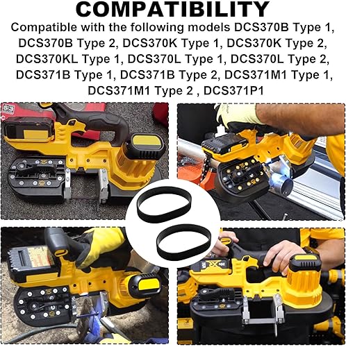 Miniatura 5 de 5140103-20 Neumático para sierra de cinta Dewalt DCS370L DCS370B DCS370K DCS370KL DCS371M1 DCS371B DCS371P1 (paquete de 2)