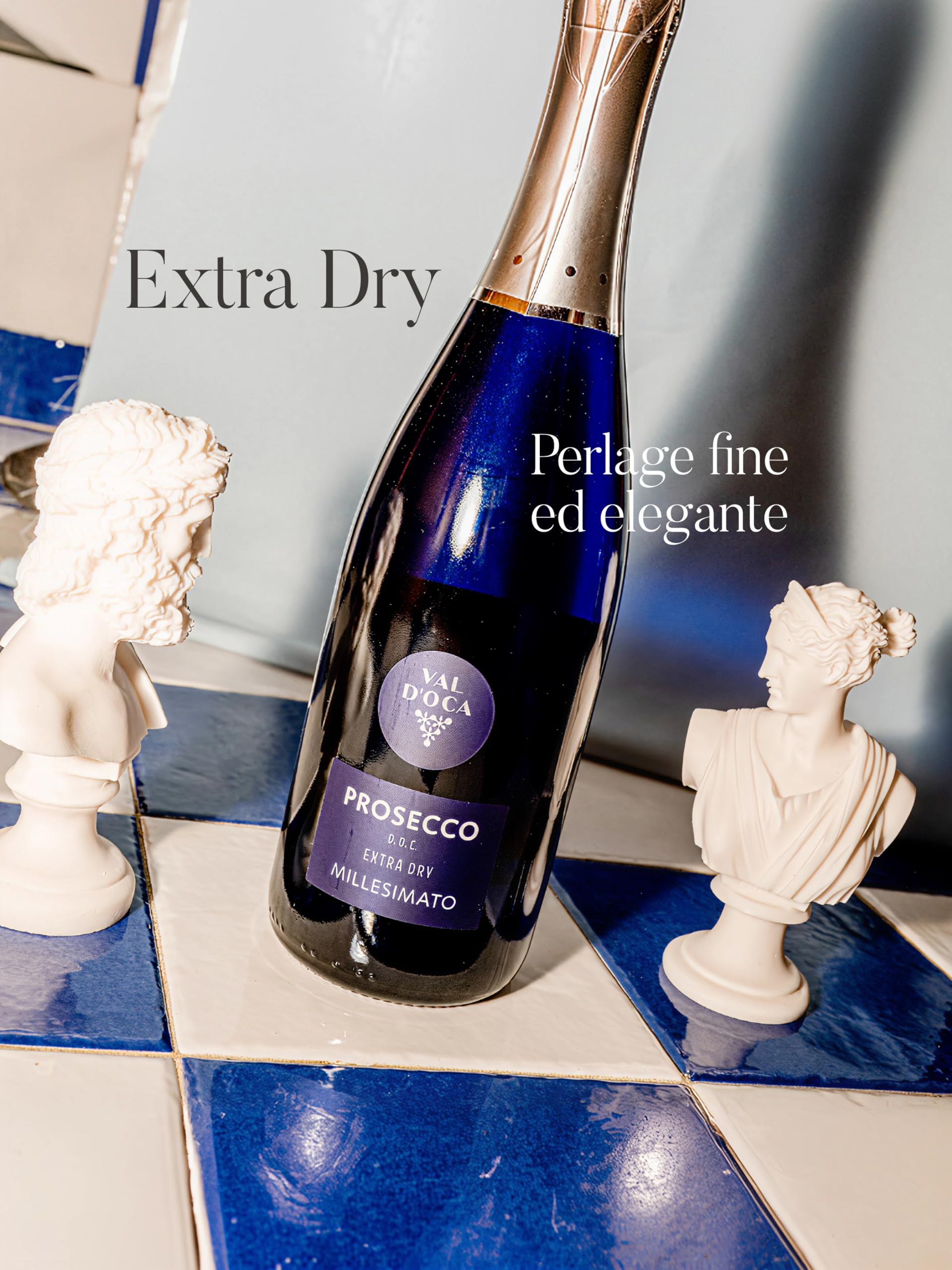 VAL D'OCA - Blu Millesimato - Prosecco DOC Extra Dry Millesimato - 6 Bottiglie da 750 ml