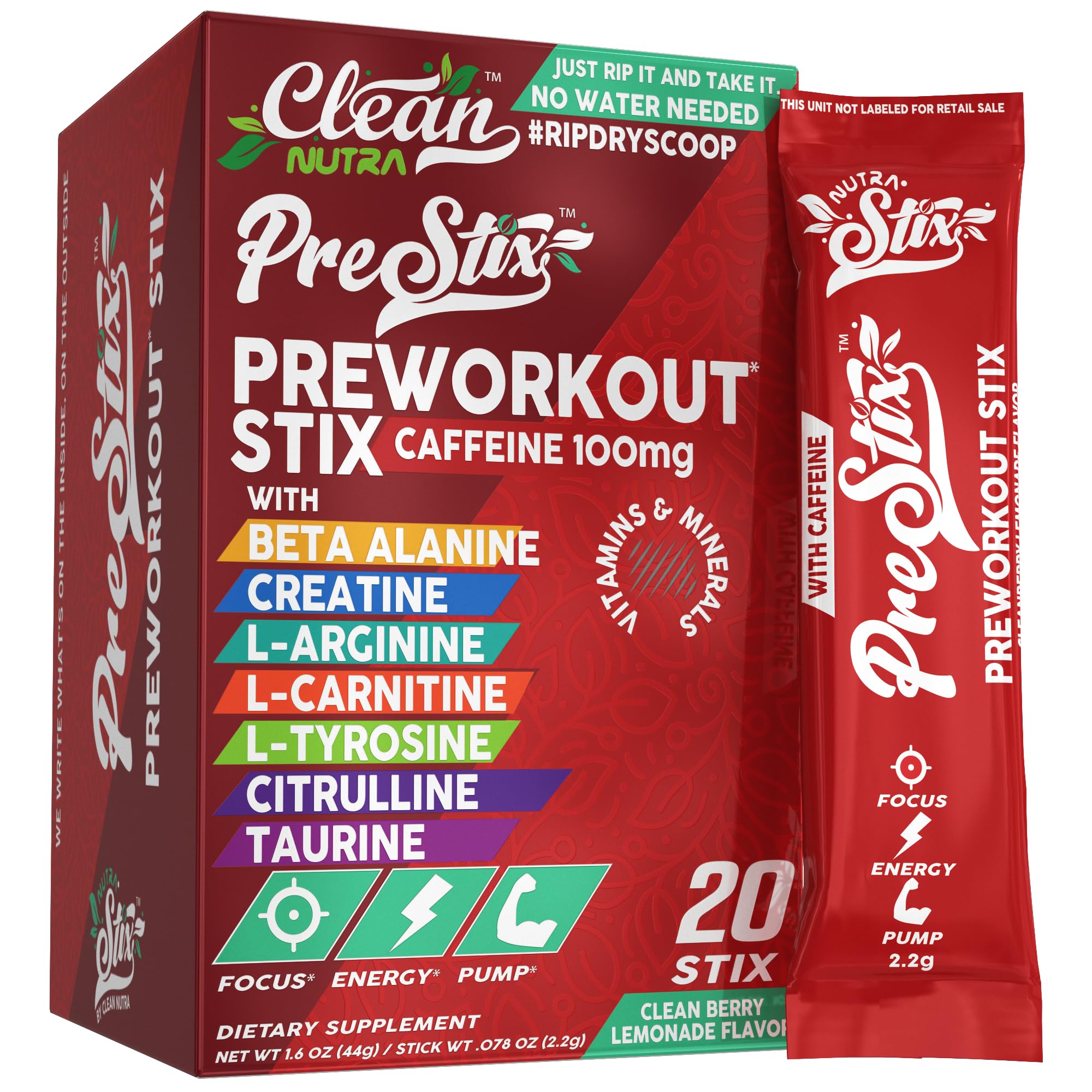 Amazon.com: Clean Nutraceuticals Pre Workout Powder Energy Sticks