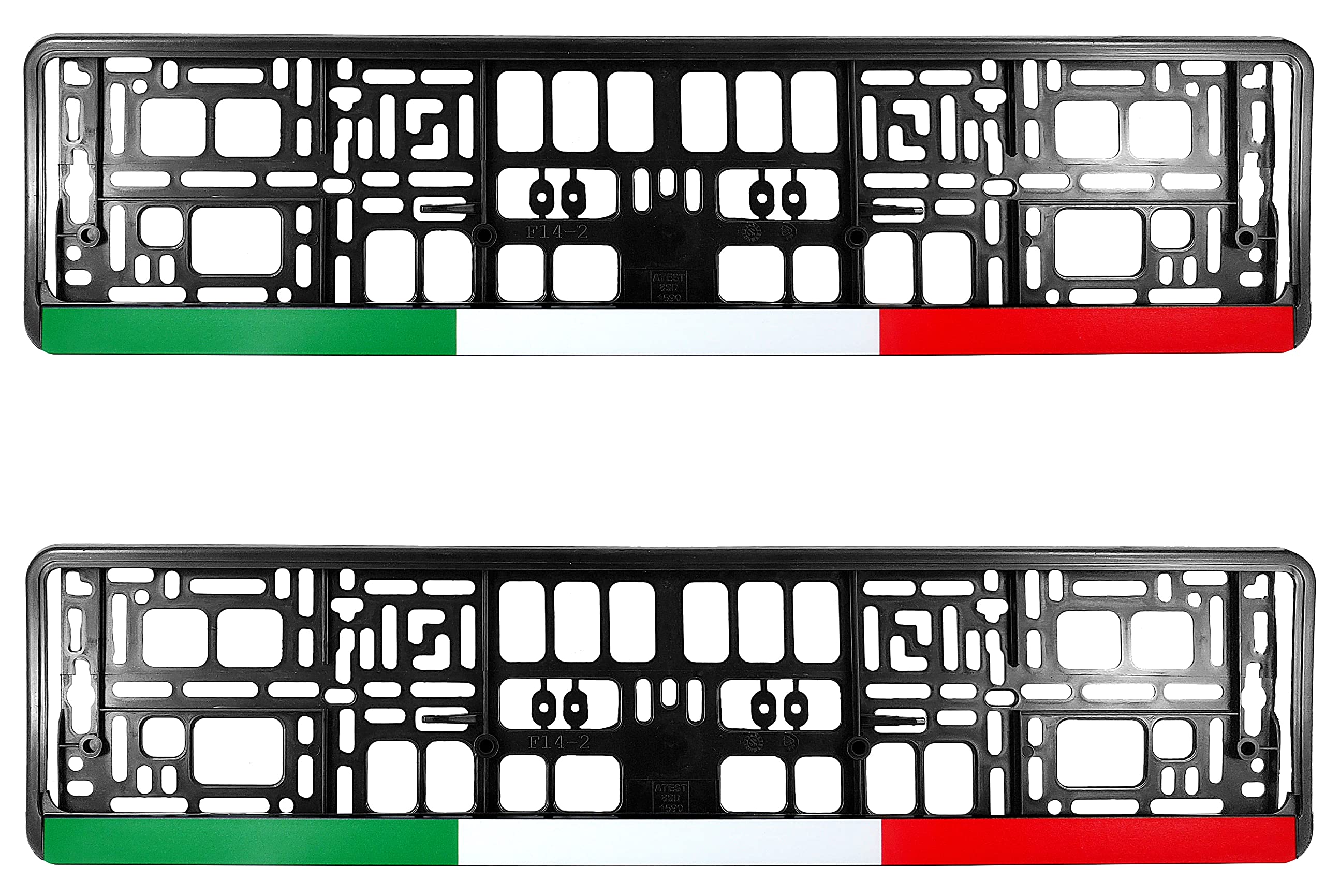 TAPORT PAIR (2PCS) ITALY Italian Flag Pure Black Car Registration License Number Plate Surround Holder Frame Surround