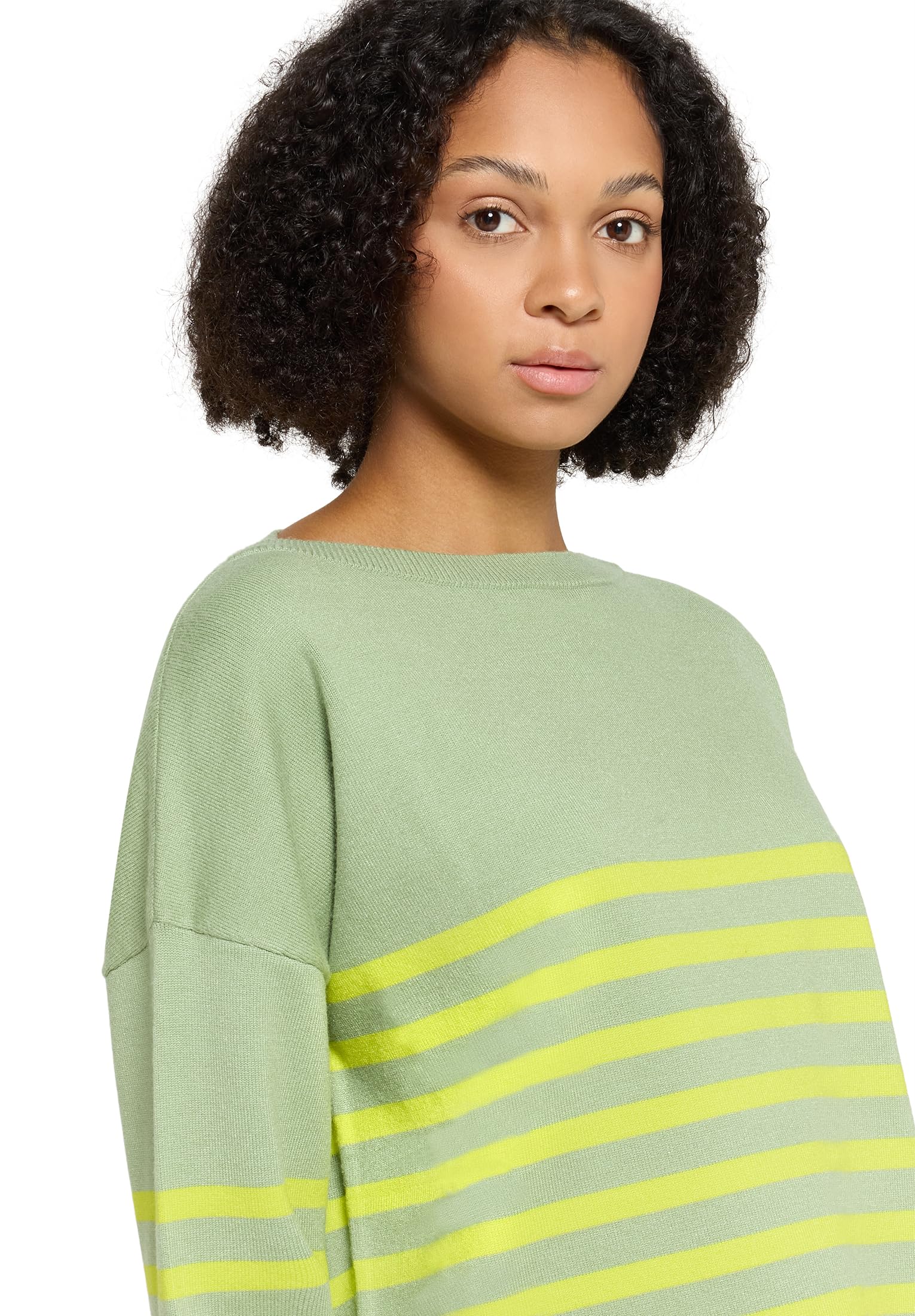 Cartoon Damen Strickpullover mit U-Boot-Ausschnitt