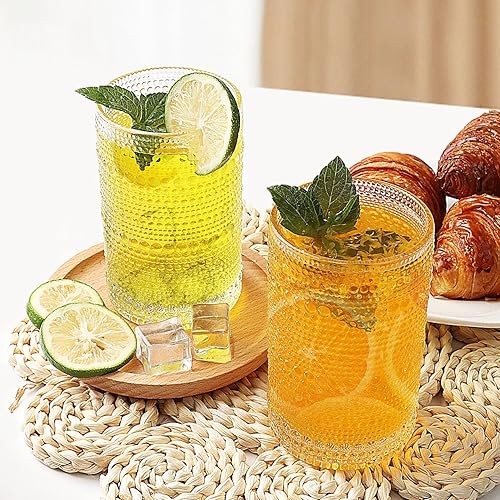 Miniatura 4 de Hobnail - Juego de 6 vasos de 13 onzas de vidrio vintage, juego de copas de jugo de cóctel