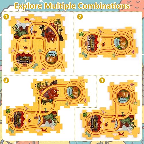 Miniatura 12 de VESPRO Juego de pistas de coche para niños, 100 piezas, serie 4, juego de rompecabezas para niños, juguetes educativos para niños y niñas a partir