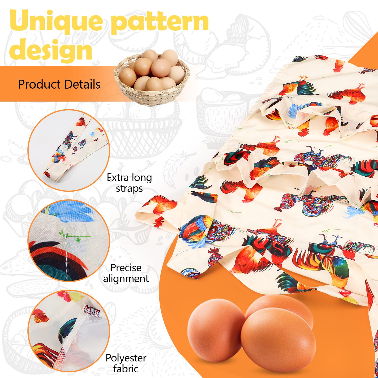 Huakaile 12 Deep Pockets Egg Apron, Chicken Egg Collecting Apron, Egg Holding Apron - Image 3