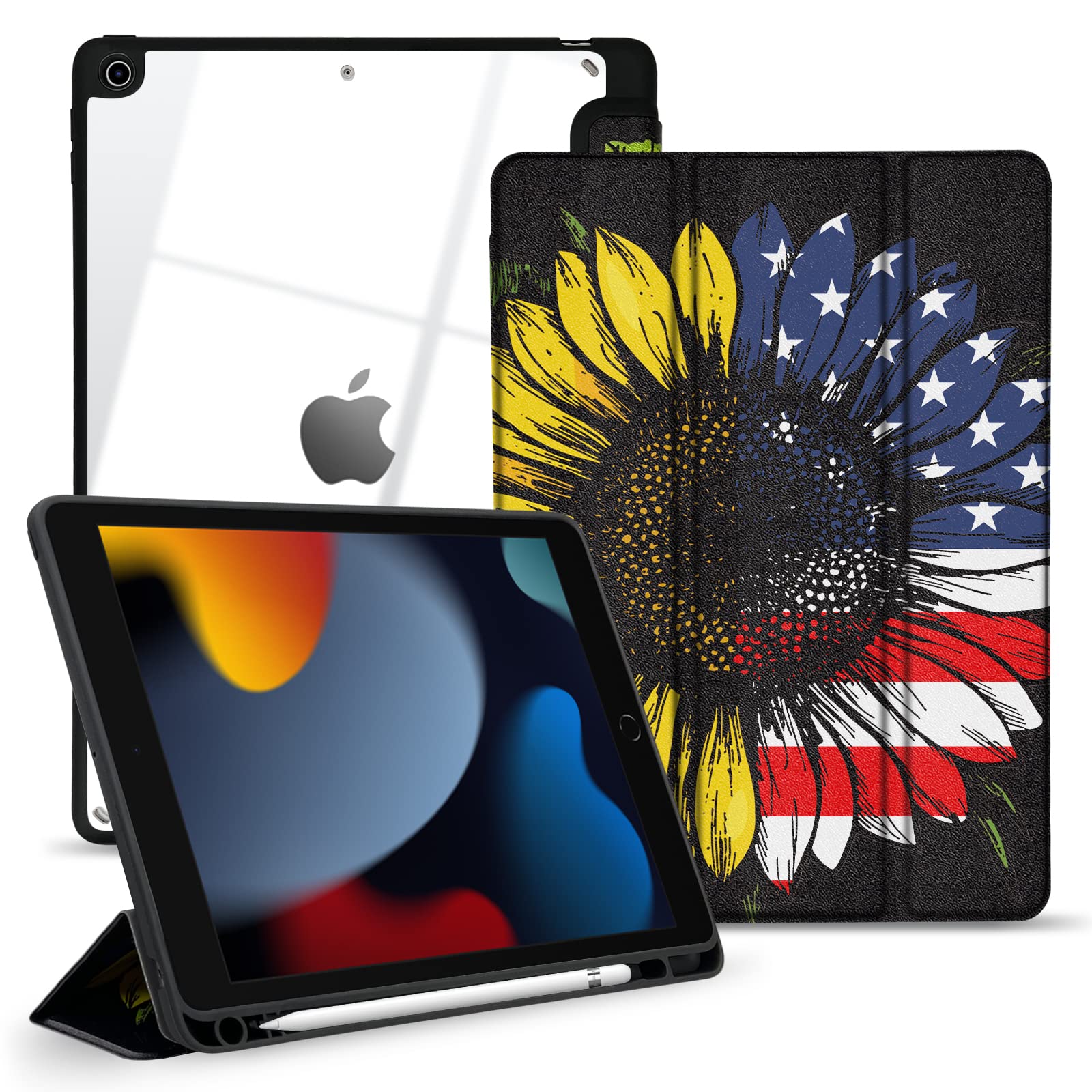 TopPerfekt Hybrid-Hülle Für IPad 9./8./7. Gen – Mit Stifthalter, Auto Sleep/Wake, Leopardenmuster