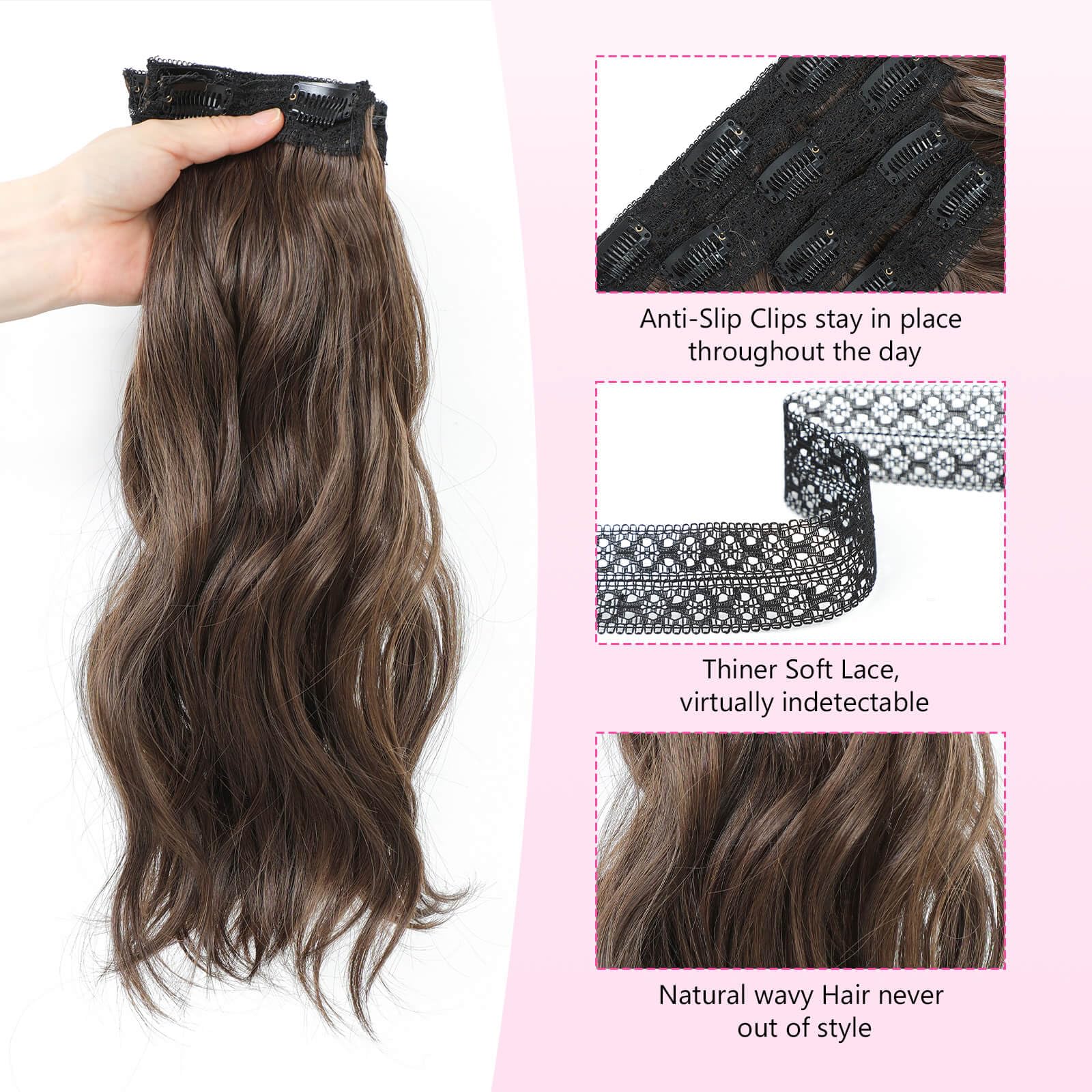 Flyroseing 4PCS Brown Hair Extensions Clip in - Image 4