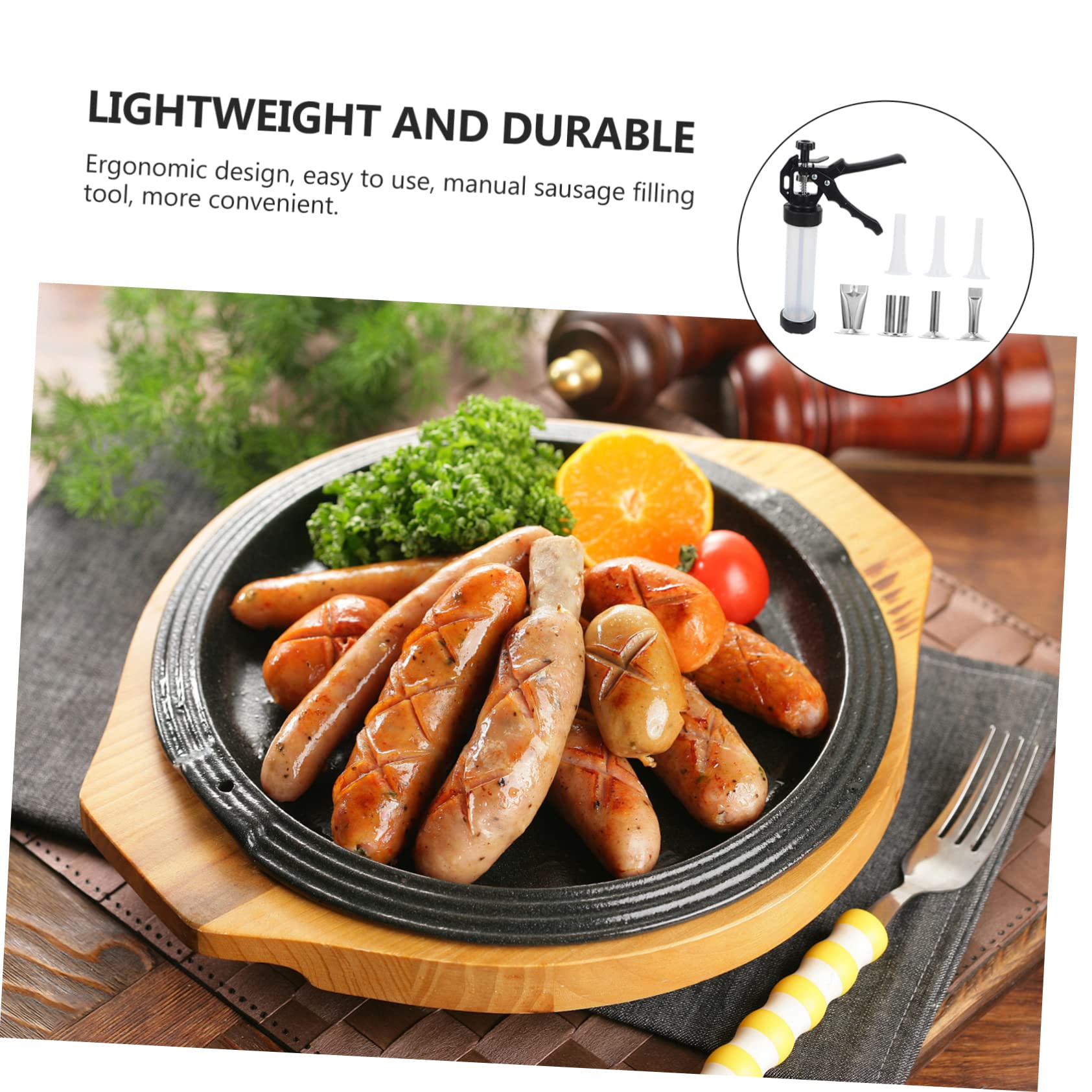 Cabilock 1set Manual Sausage Stuffer Tubes Easy to Clean Sausage Filling Tools and Meat Products