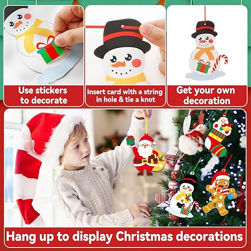 Miniatura 4 de Qyeahkj Juego de 64 juegos de manualidades de Navidad para niños, adornos artísticos de Navidad a granel, haz tu propio árbol de Papá Noel, casa de