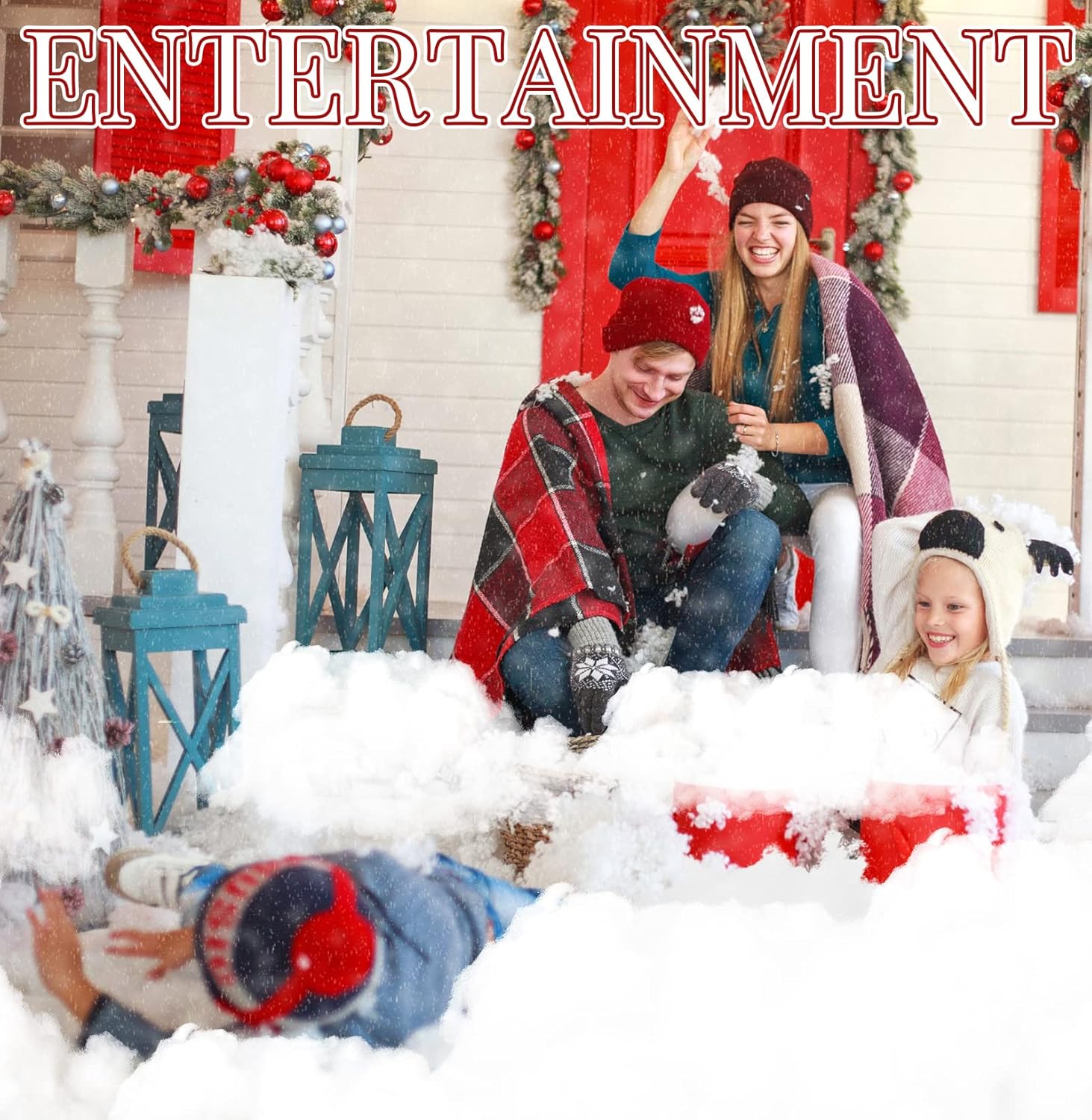 Jerify 8 Bags Christmas Fake Snow Decoration Artificial Snow Cotton Snow Fluffy Indoor Decoration Snow Blanket Scene Decor White for Christmas Tree Home Winter Party Mantle Village Ornament, 28 Ounces