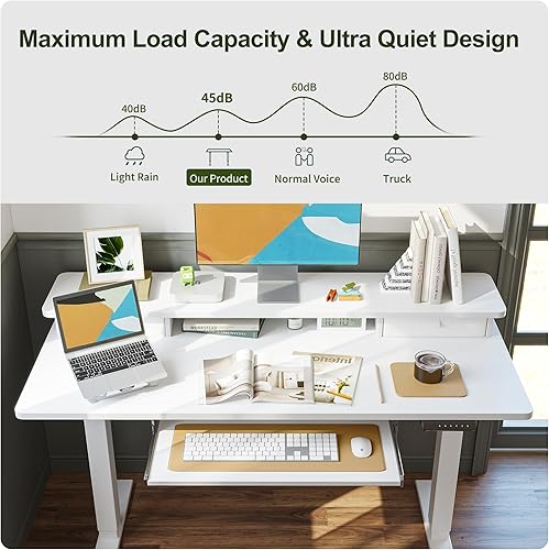 Miniatura 8 de BANTI Escritorio eléctrico de pie ajustable de 48 pulgadas de altura con bandeja para teclado, escritorio de oficina en casa, estación de trabajo