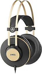 Fones de Ouvido AKG Pro Audio K92 circum-auricular, fechado atrás, estúdio, preto fosco e dourado