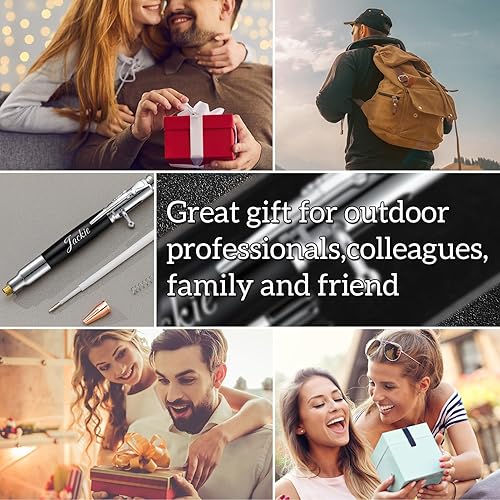 Miniatura 6 de Juego de regalo personalizado de bolígrafo de acción de perno, bolígrafo de metal grabado con 2 repuestos, clip personalizado en forma de rifle para