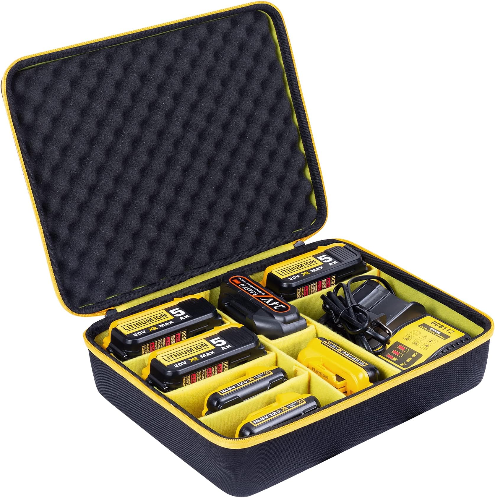 Hard Battery Storage Box Holder Carrying Case Replacement for Dewalt 8v/12v/18v/20v/60v Max XR Battery and Charger - Holds 20V 60V 2.0/3.0/4.0/5.0/6.0/9.0-Ah Battery, Charger (Case Only)
