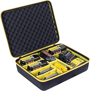 Khanka Hard Battery Storage Box Holder Carrying Case Replacement for Dewalt 8v/12v/18v/20v/60v Max XR Battery and Charger - Holds 20V 60V 2.0/3.0/4.0/5.0/6.0/9.0-Ah Battery (Case Only)